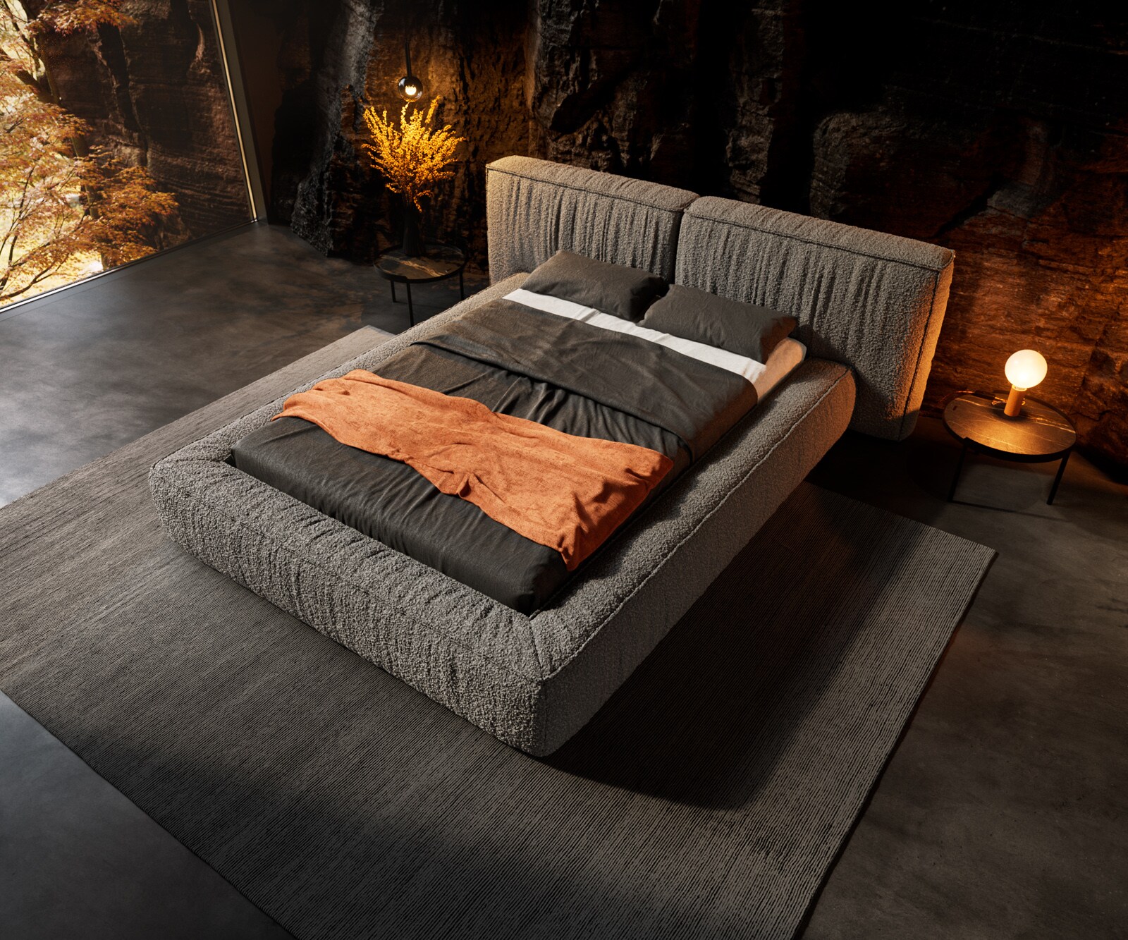Sommier-rembourré Coperti 140x200 cm Bouclé gris argenté 3