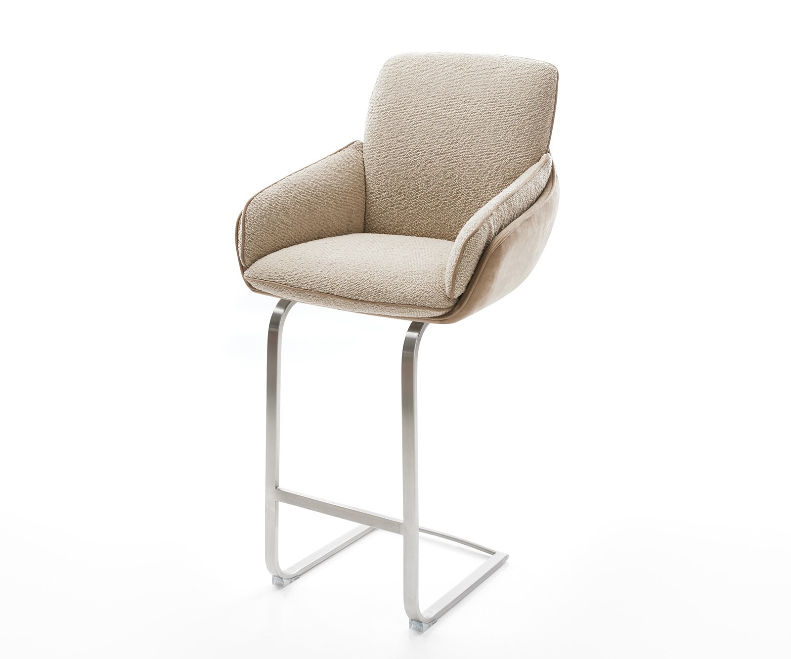 Chaise-de-bar Luan-Flex mélange de matériaux boue Piétement luge plat acier inoxydable ressorts ensachés