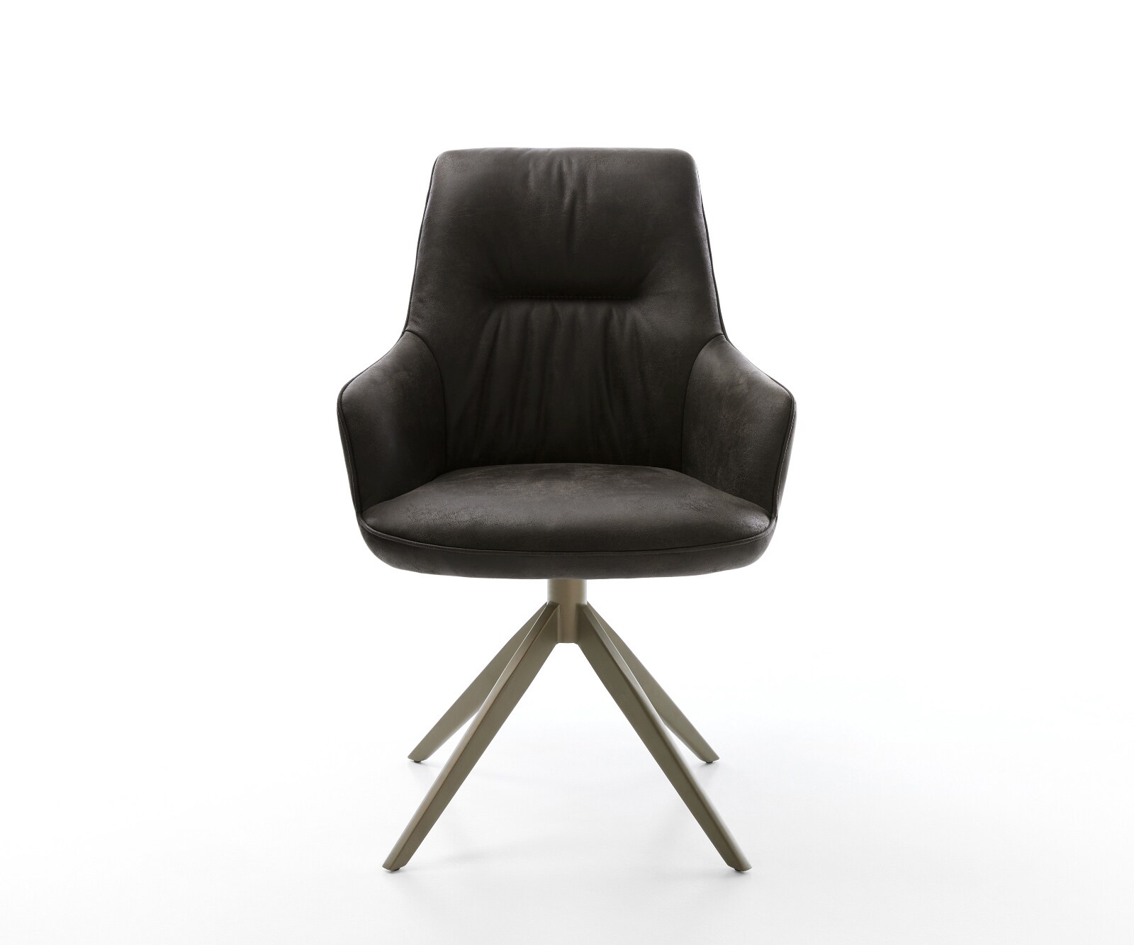 Chaise-pivotante Zelia-Flex avec accoudoirs microfibre antracite vintage pied croisé large aspect titane pivotement sur 360° fonction bascule ressorts ensachés 2