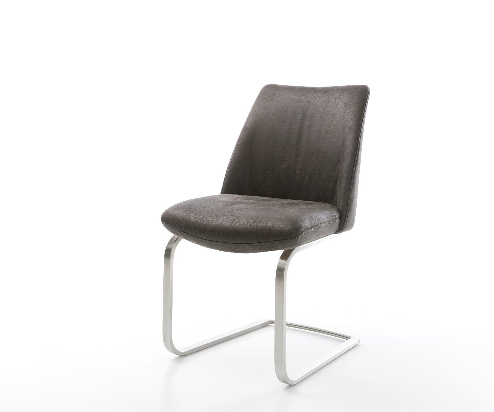 Cantilever Elso-Flex microvelours anthracite vintage pied cantilever plat acier inoxydable brossé ressorts ensachés 1