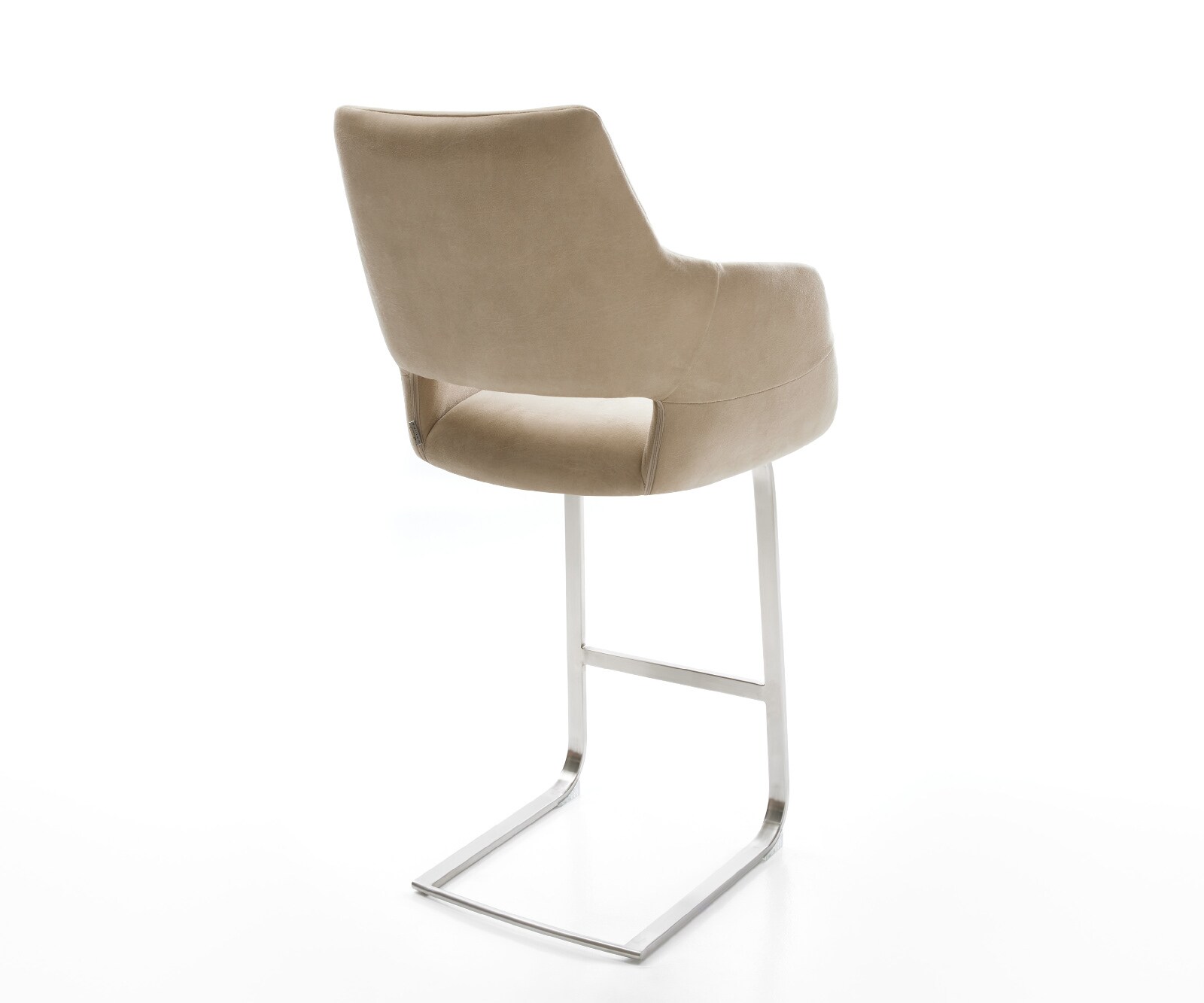 Chaise-de-bar Yago-Flex Microfibre Beige Vintage Pied cantilever acier inoxydable Argent Ressort ensaché 4