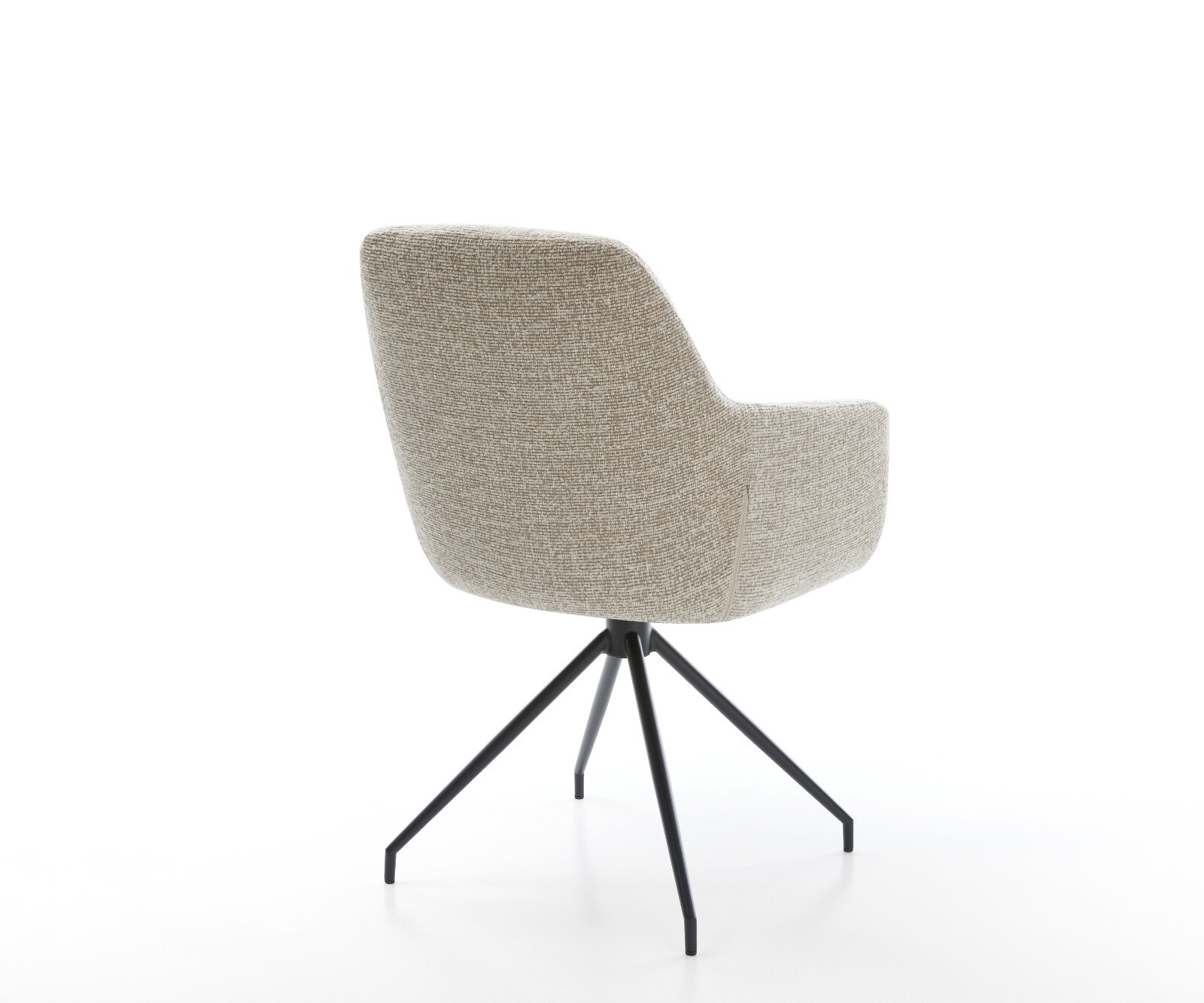 Chaise-de-salle-à-manger Pejo-Flex tissu tissé doux beige pied croisé conique noir resorts ensachés 5
