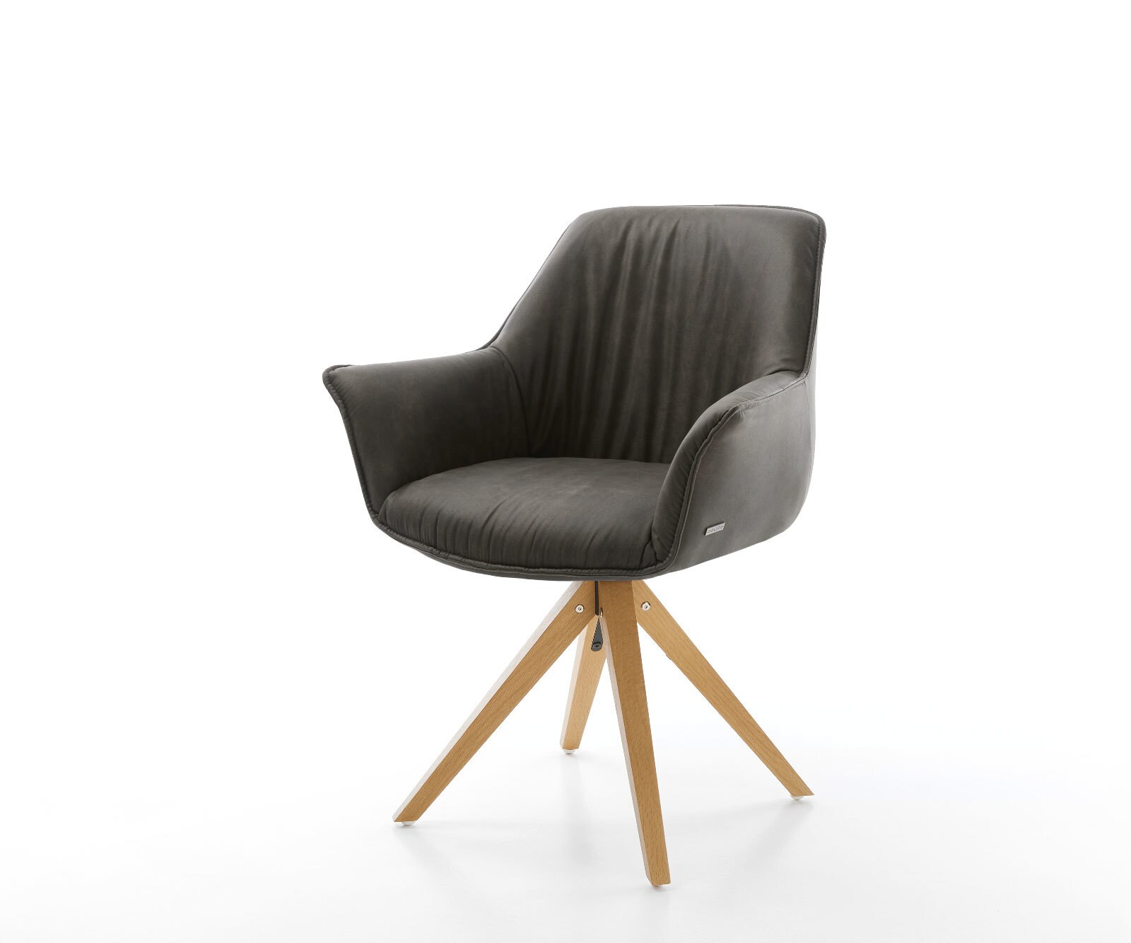 Chaise-de-salle-à-manger Keila-Flex avec accoudoirs microvelours anthracite vintage pied en bois angulaire naturel Chaise-de-salle-à-manger Keila-Flex avec accoudoirs microvelours anthracite vintage pied en bois angulaire naturel