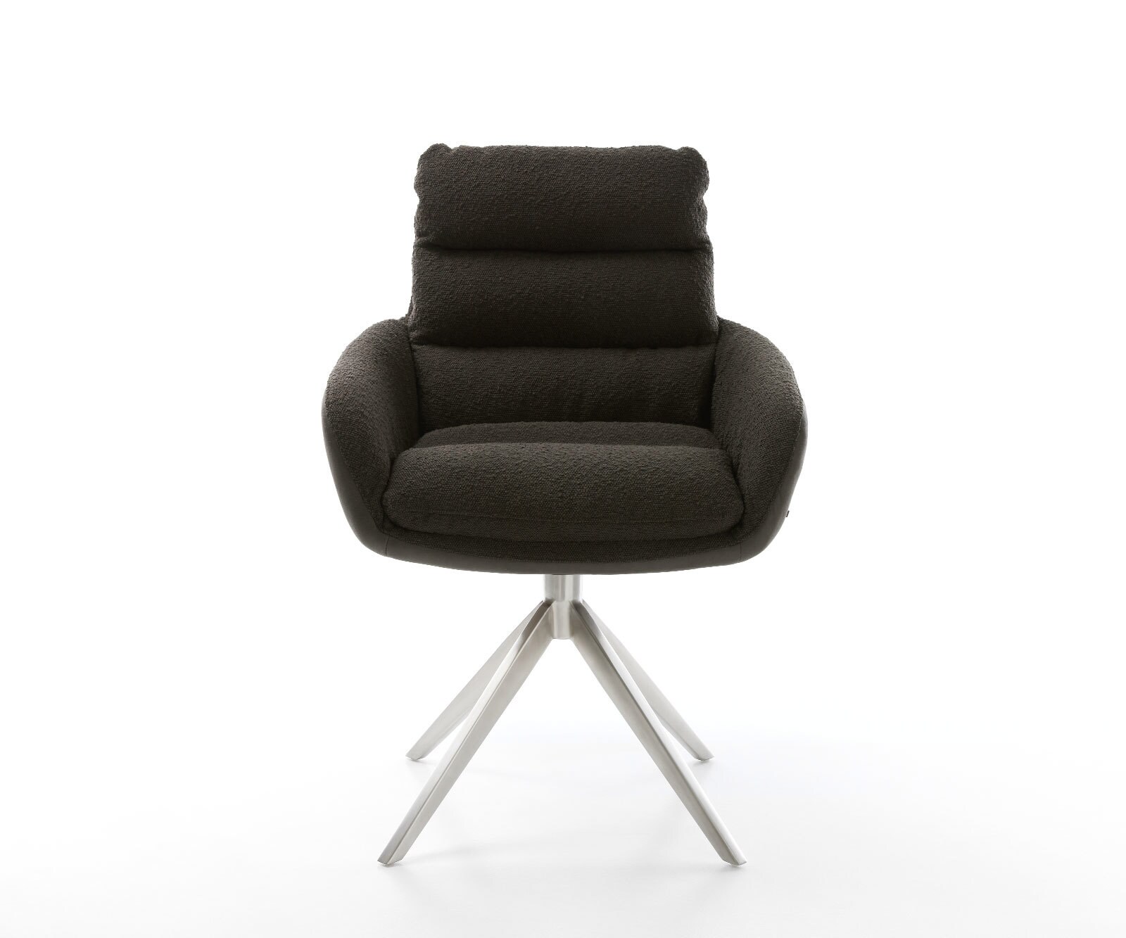 Chaise-pivotante Abelia-Flex avec accoudoirs tissu mixte noir pied croisé large acier inoxydable brossé pivotement sur 360° fonction bascule 1 Chaise-pivotante Abelia-Flex avec accoudoirs tissu mixte noir pied croisé large acier inoxydable brossé pivotement sur 360° fonction bascule 1