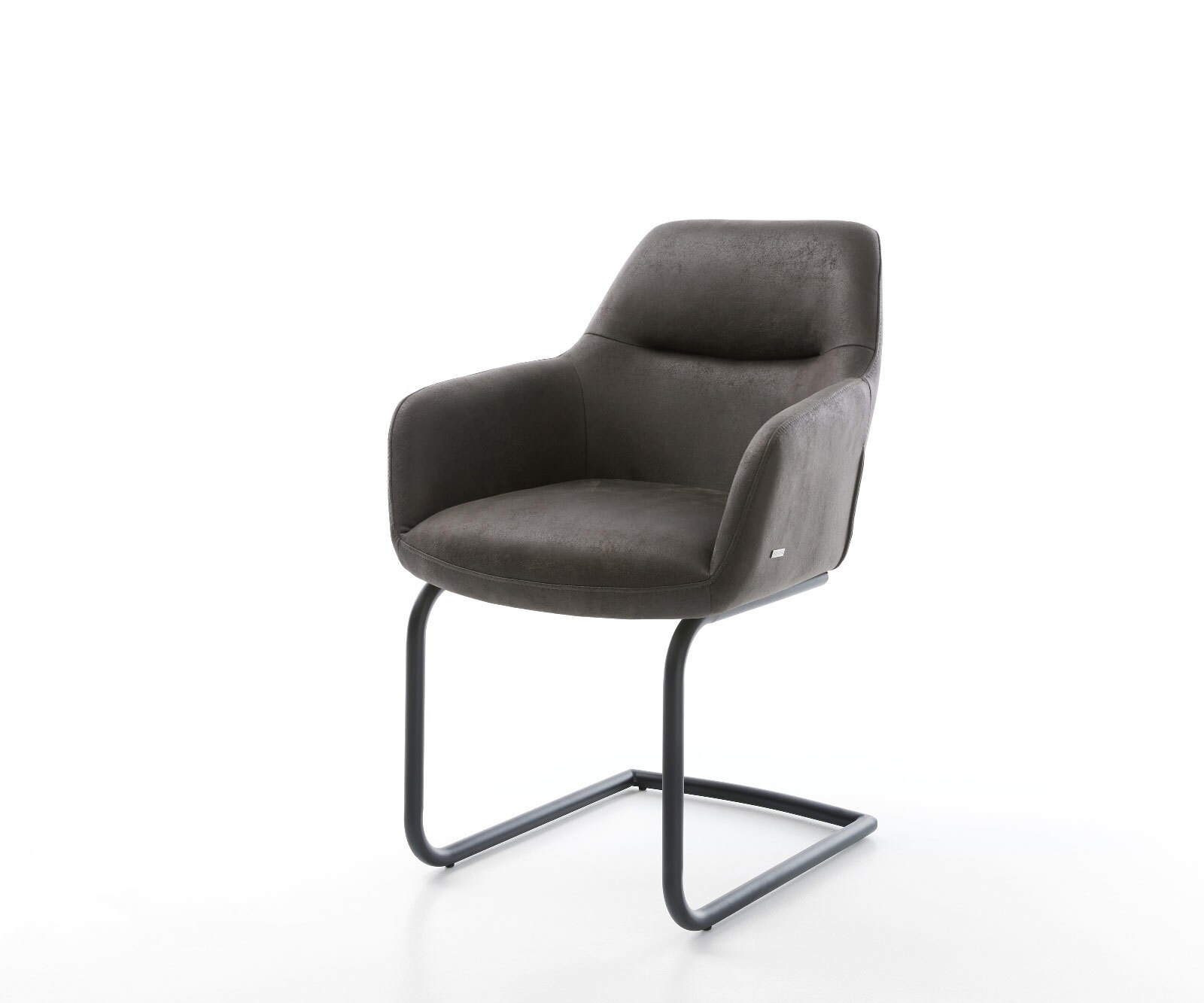 Cantilever Pejo-Flex microvelours anthracite vintage pied cantilever rond noir ressorts ensachés