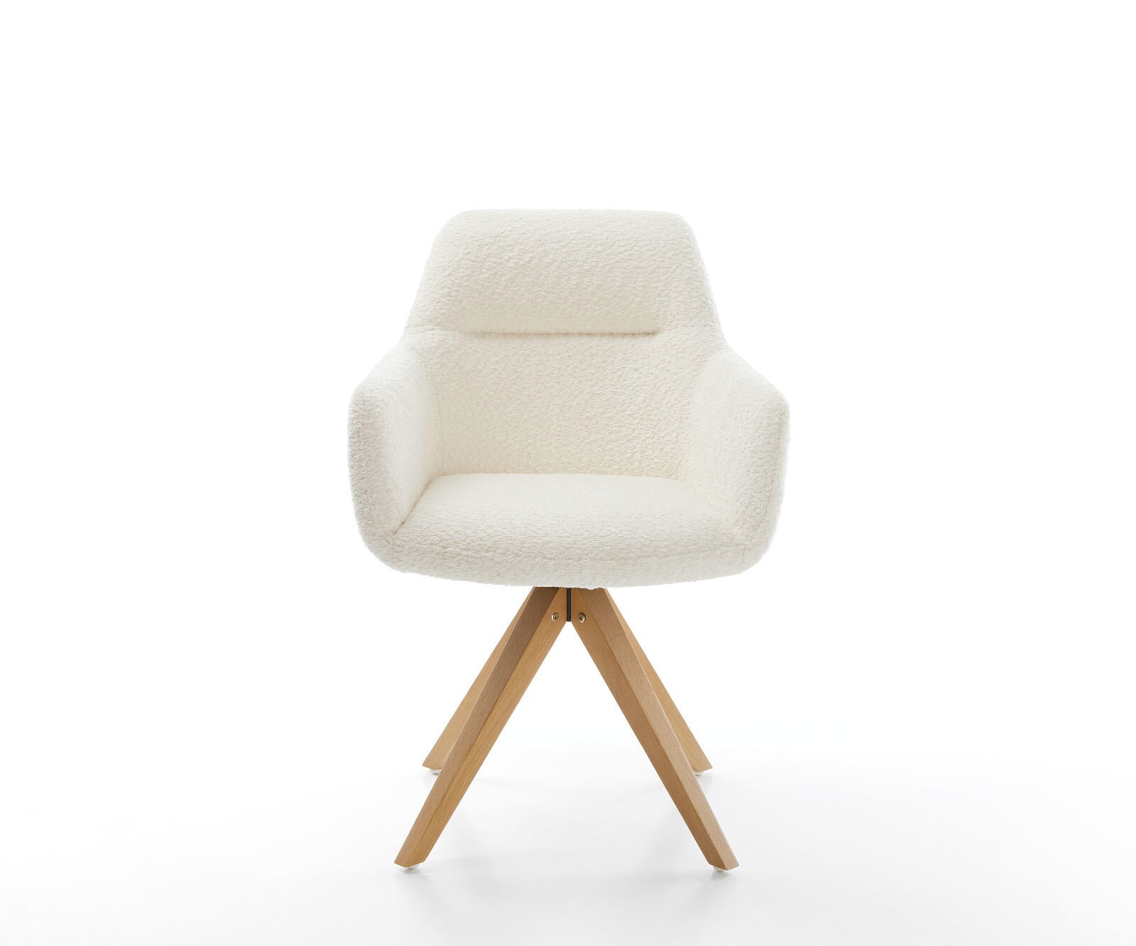 Chaise-de-salle-à-manger Pejo-Flex bouclé blanc pied en bois angulaire naturel ressorts ensachés 1
