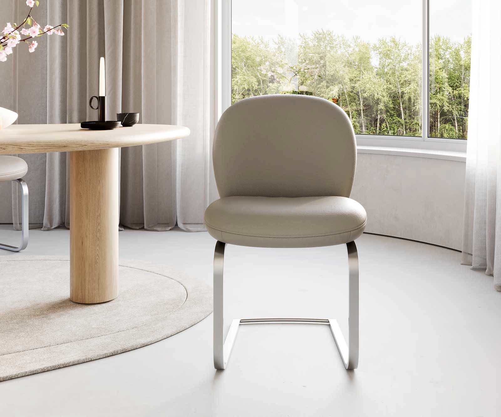 Cantilever Nube-Flex cuir de vache couleur boue pied cantilever plat acier inoxydable brossé ressorts ensachés 2
