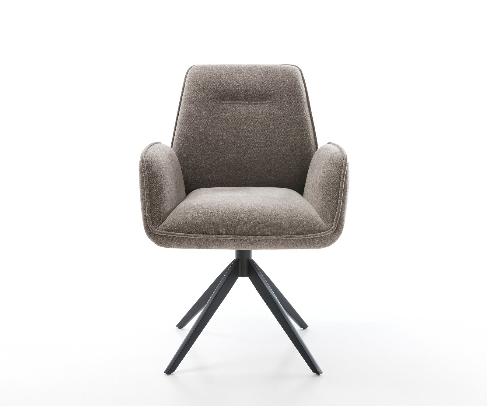 Chaise-pivotante Zoa-Flex tissu structuré doux taupe pied croisé large noir pivotement sur 360° fonction bascule ressorts ensachés 1