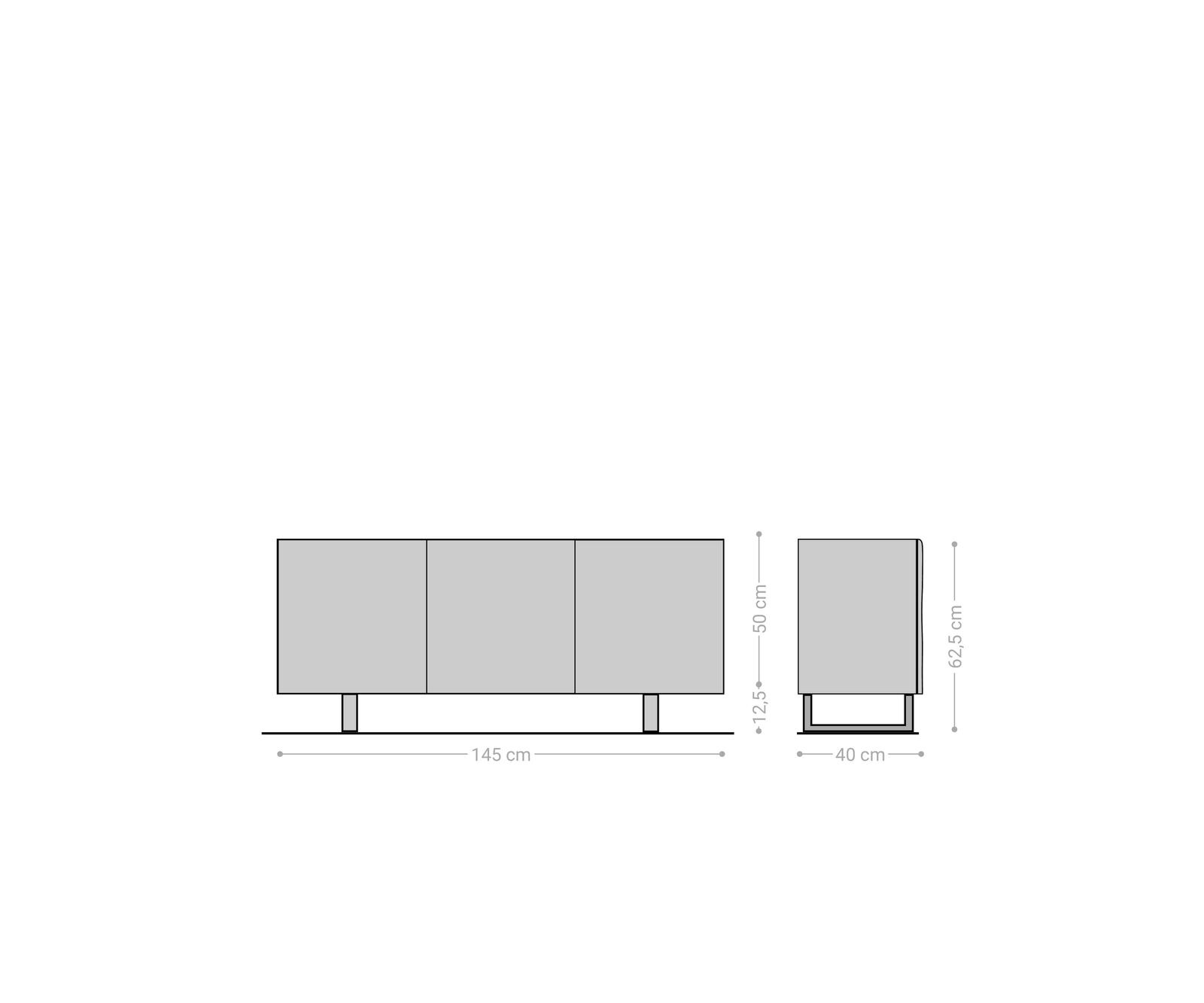 Buffet New Live-Edge 145 cm acacia naturel 3 portes patin métal noir 5