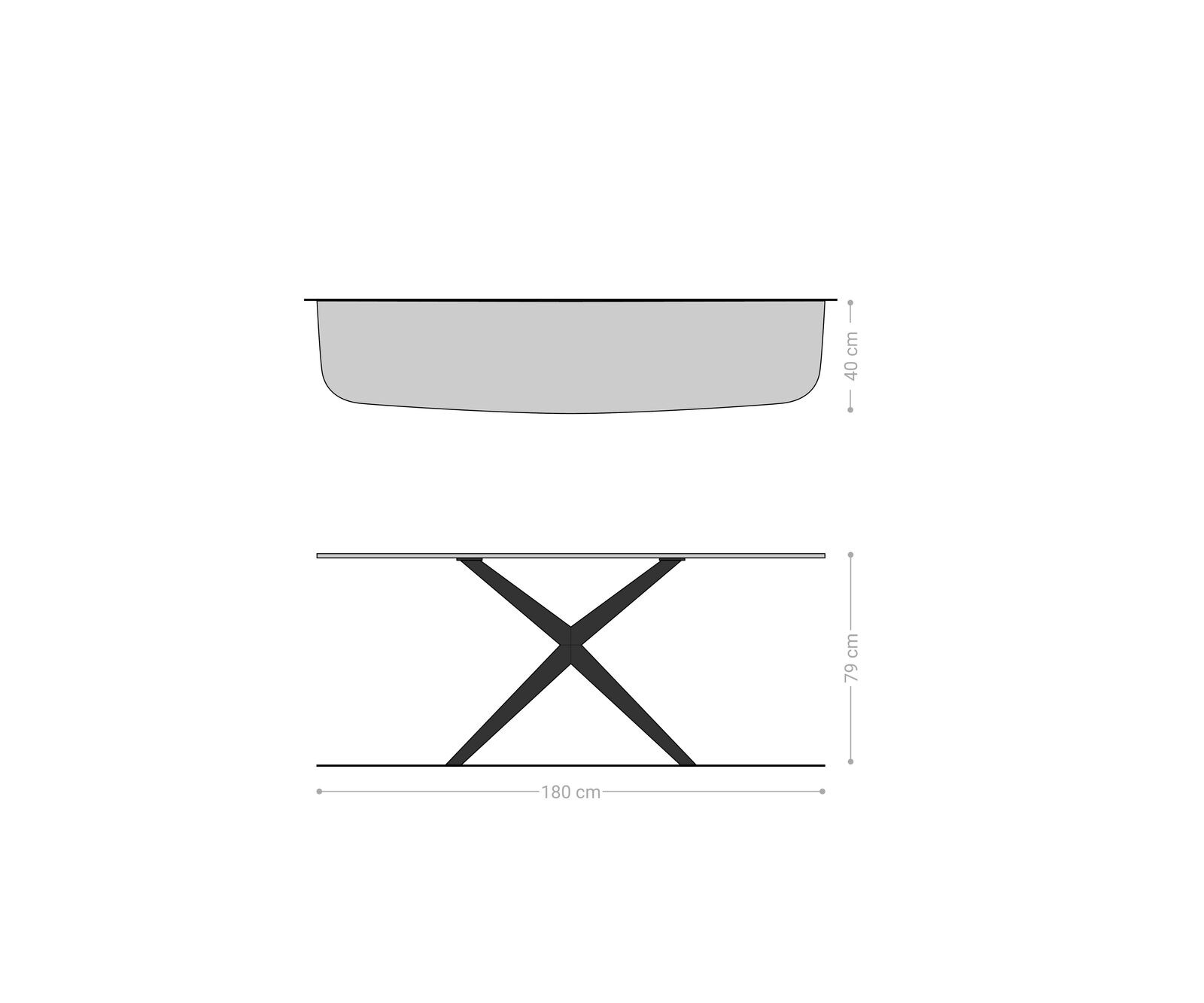 Console Edge forme bateau 180x40 cm Céramique Laminam® Travertino Bianco Creme-Weiß Estelo Métal Effektfinish Titan 8