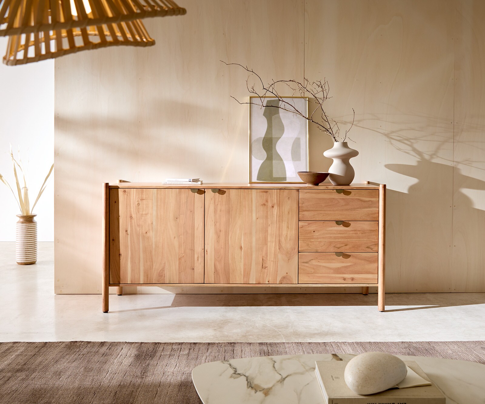 Buffet Caius 175 cm Acacia Aura 2 portes 3 tiroirs 1 Buffet Caius 175 cm Acacia Aura 2 portes 3 tiroirs 1