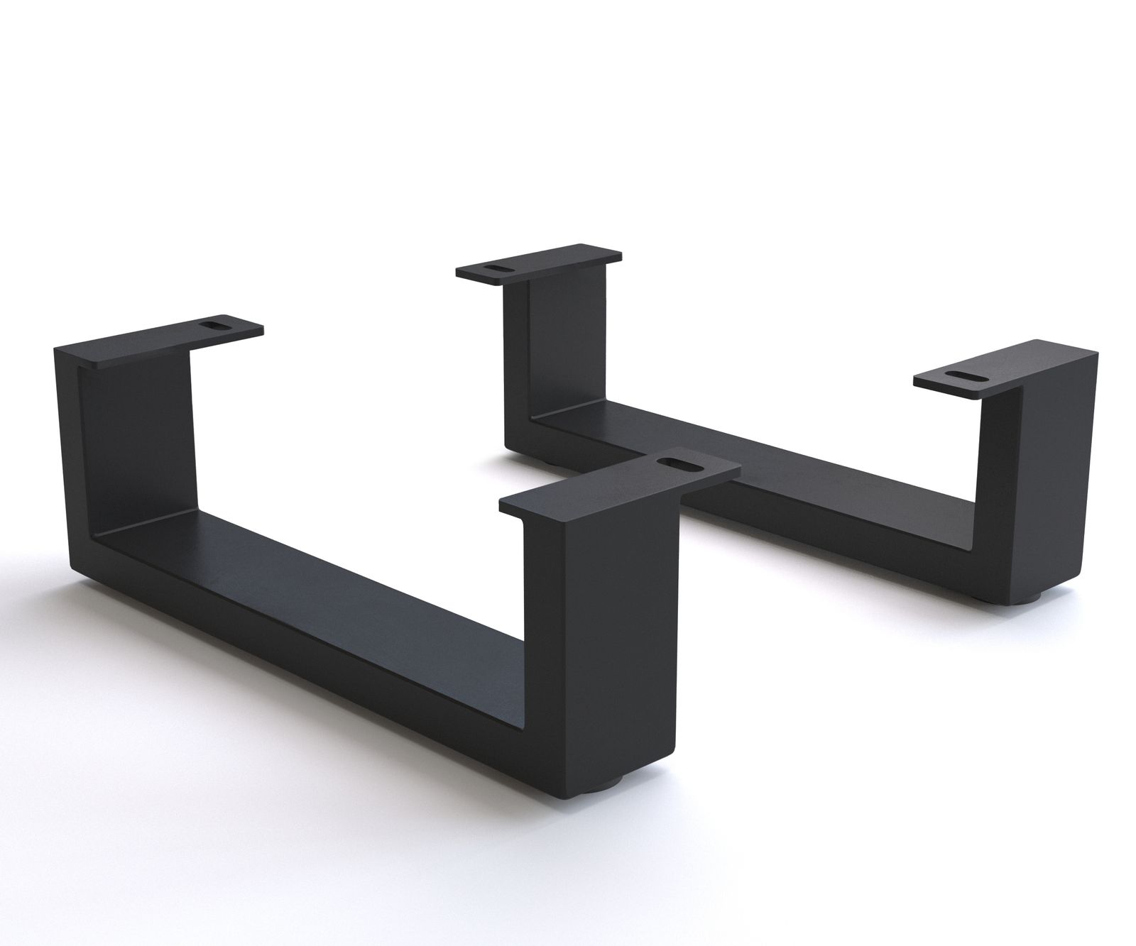 Pied-à-Patin 12,5 cm métal noir pour meubles à caisson de profondeur 45 cm (set de 2)