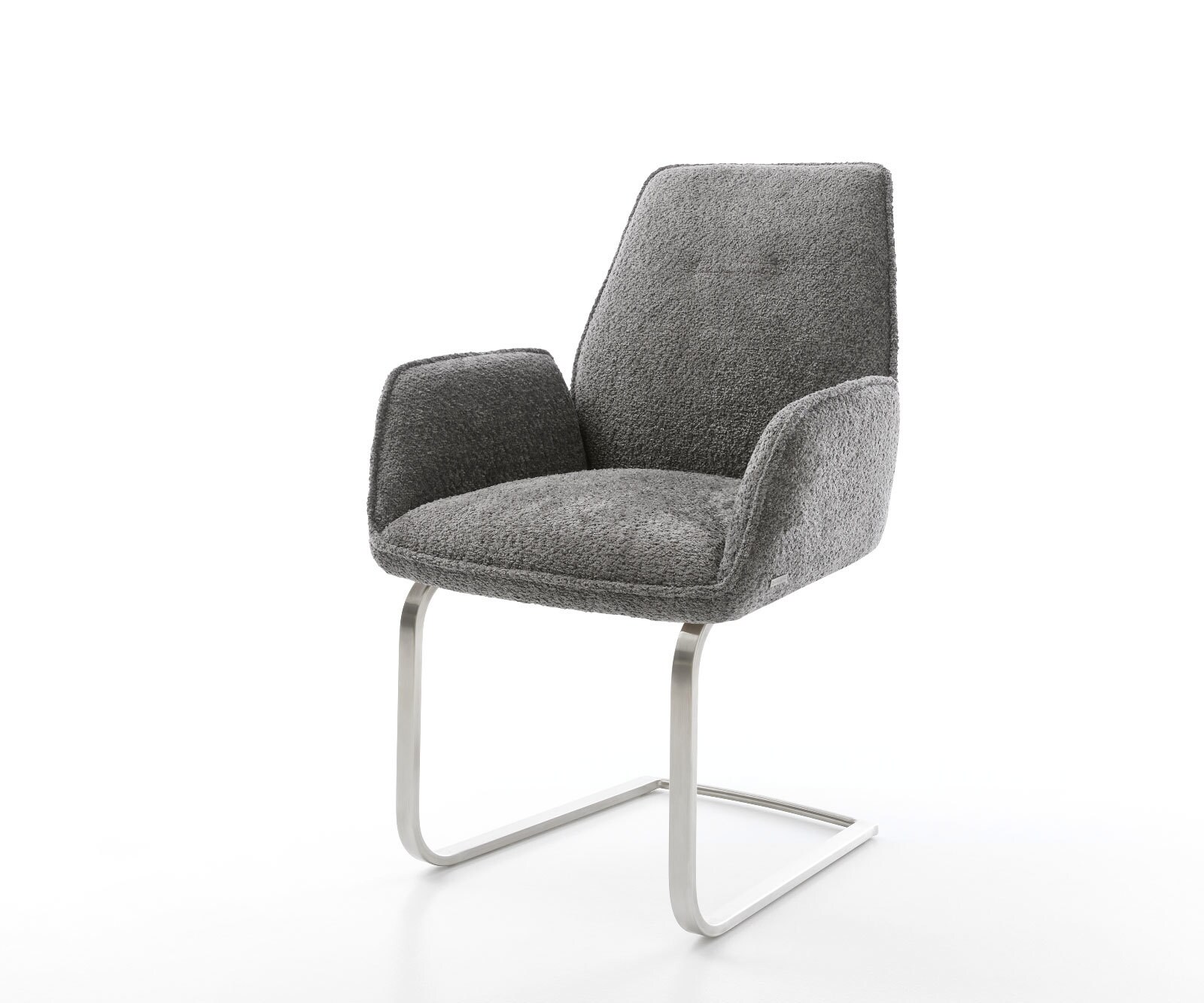 Cantilever Zoa-Flex bouclé gris pied cantilever plat acier inoxydable brossé ressorts ensachés