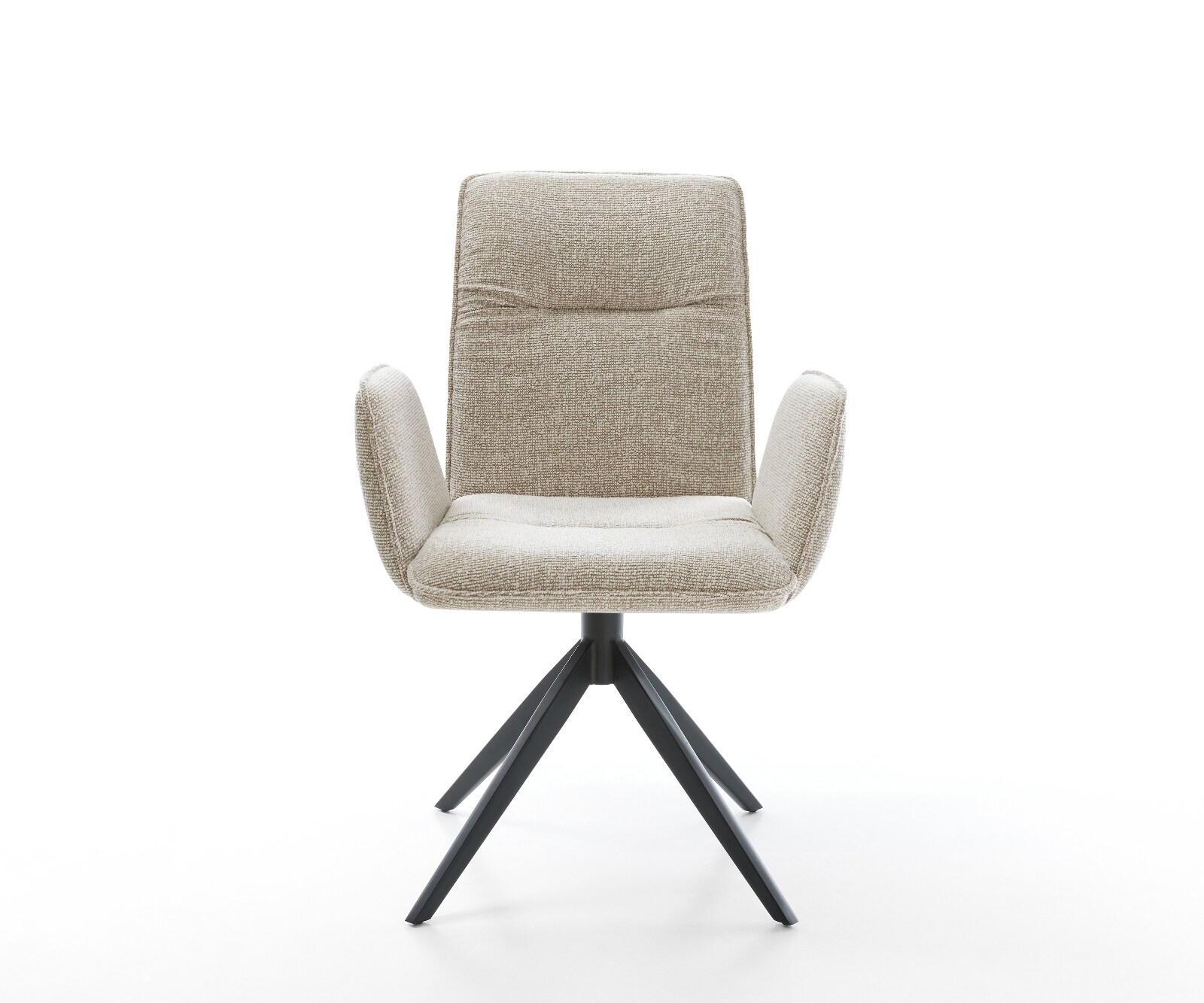 Chaise-pivotante Vinja-Flex tissu tissé doux beige pied croisé large noir pivotement sur 360° fonction bascule 2