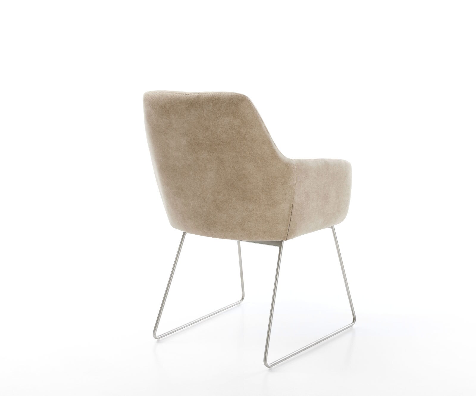 Chaise-de-salle-à-manger Pejo-Flex microvelours beige vintage pied trapèze acier inoxydable brossé ressorts ensachés 4 Chaise-de-salle-à-manger Pejo-Flex microvelours beige vintage pied trapèze acier inoxydable brossé ressorts ensachés 4