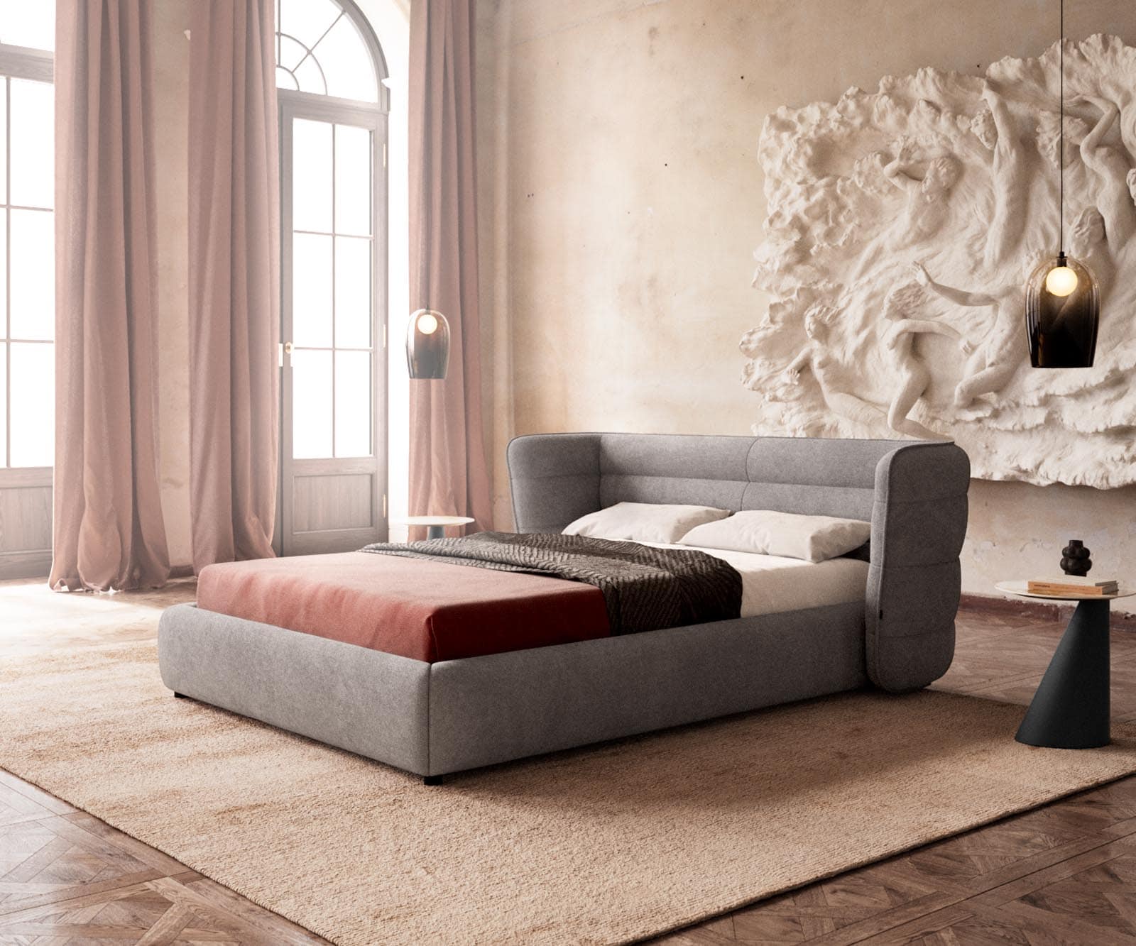 Sommier rembourré Simea 140x200 cm microfibre grise Sommier rembourré Simea 140x200 cm microfibre grise