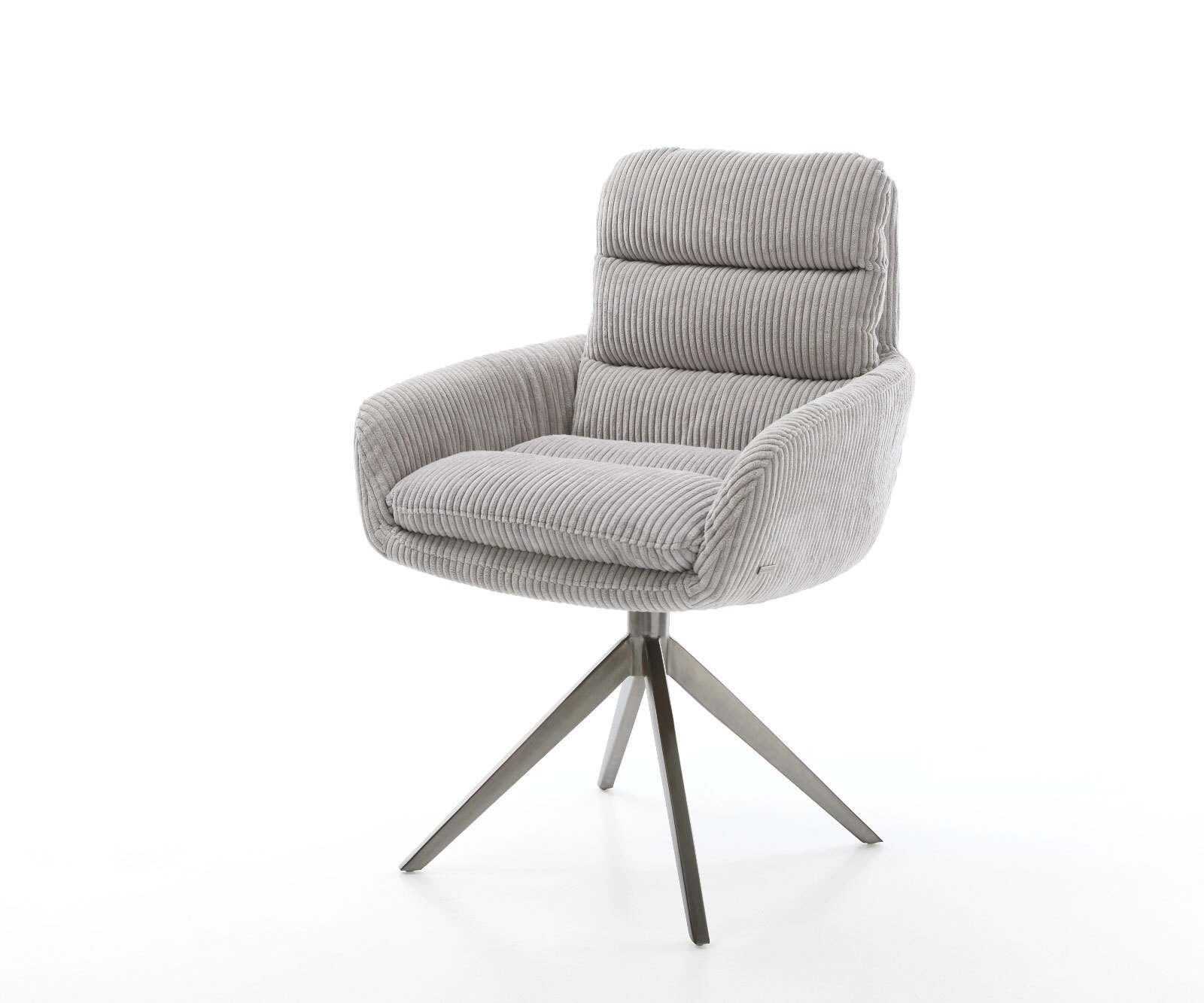 Chaise-pivotante Abelia-Flex mit Armlehnen côtelé gris argenté pied croisé large grafiete pivotement sur 360° fonction bascule 1