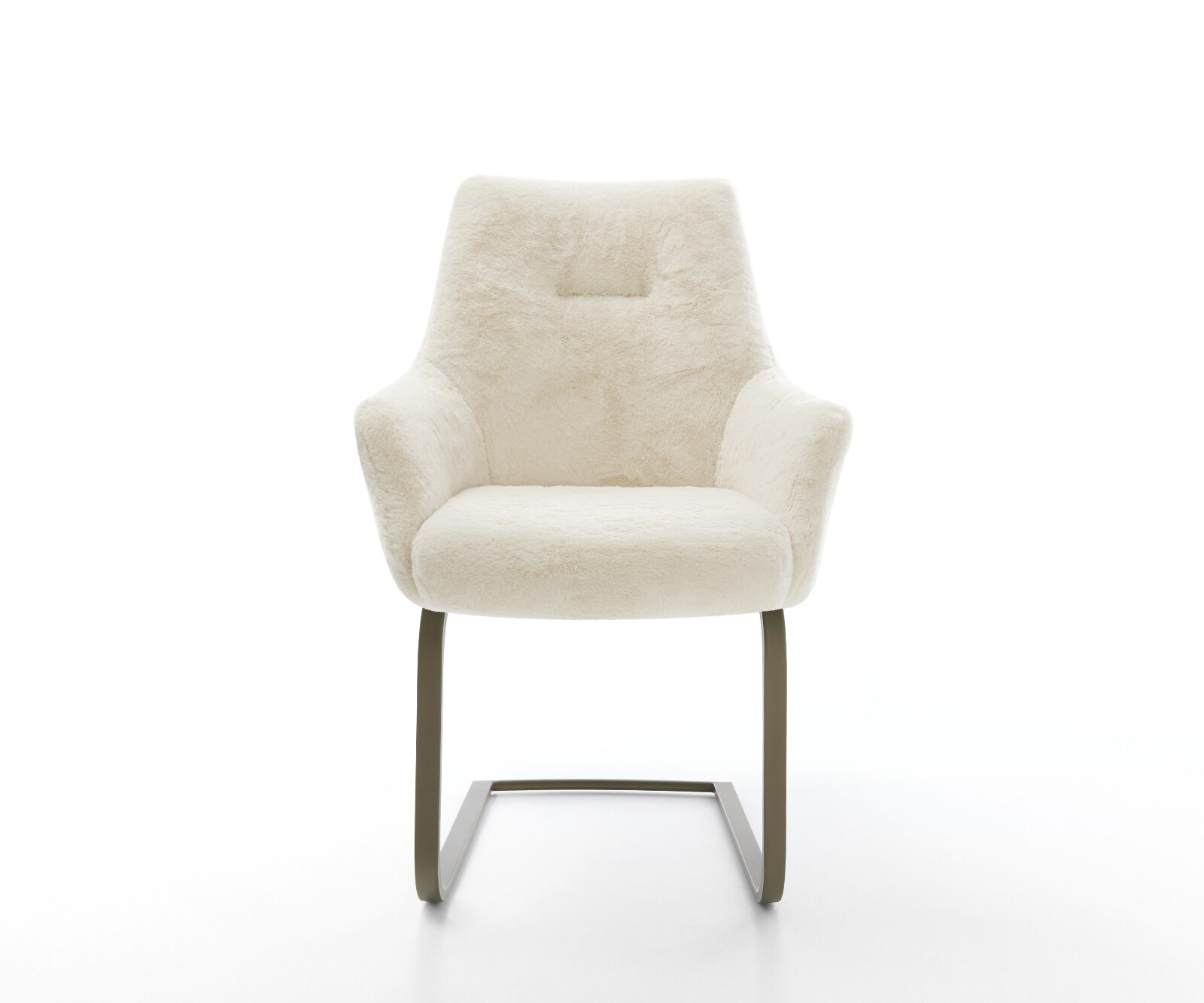 Cantilever Alja-Flex avec accoudoirs peluche crème-blanc pied cantilever plat aspect titane resorts ensachés 1