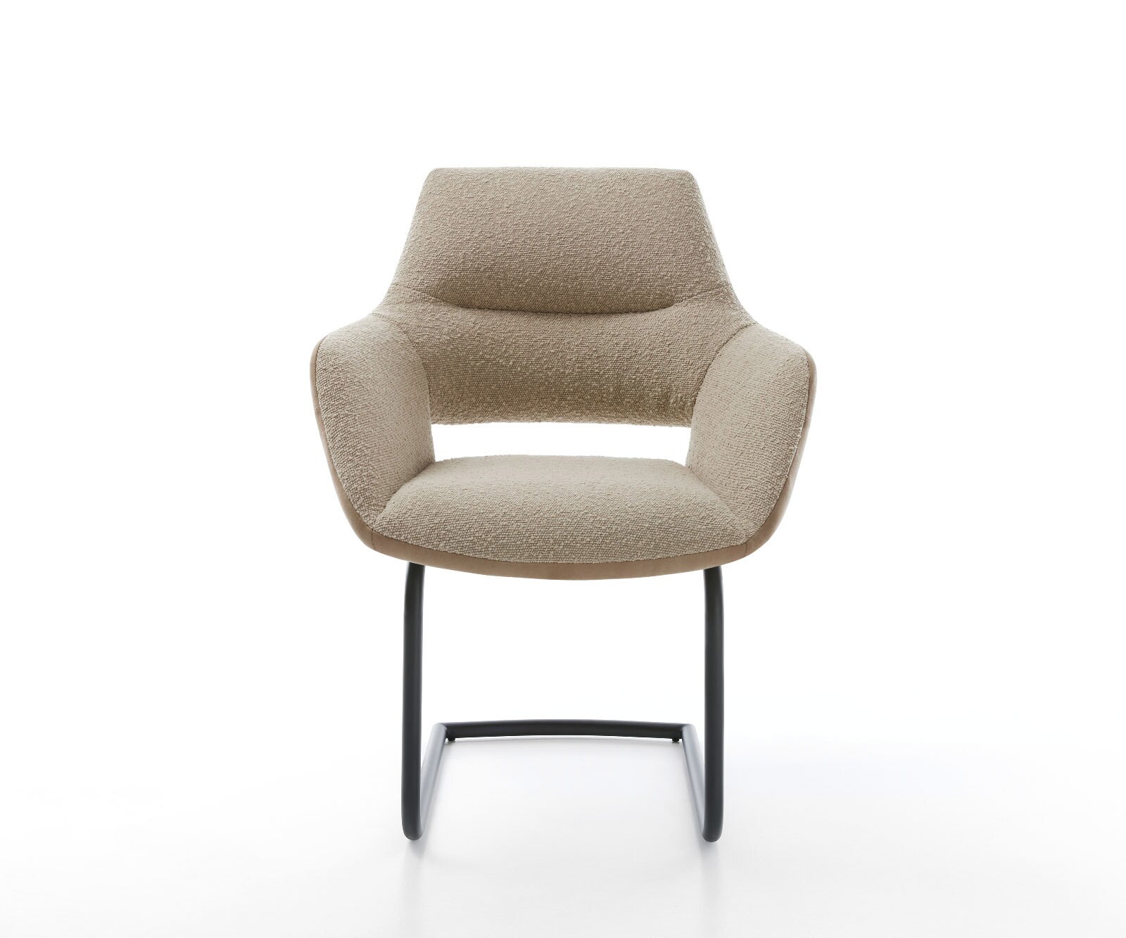 Cantilever Yago-Flex avec accoudoirs tissu mixte couleur boue pied cantilever rond noir ressorts ensachés 1 Cantilever Yago-Flex avec accoudoirs tissu mixte couleur boue pied cantilever rond noir ressorts ensachés 1