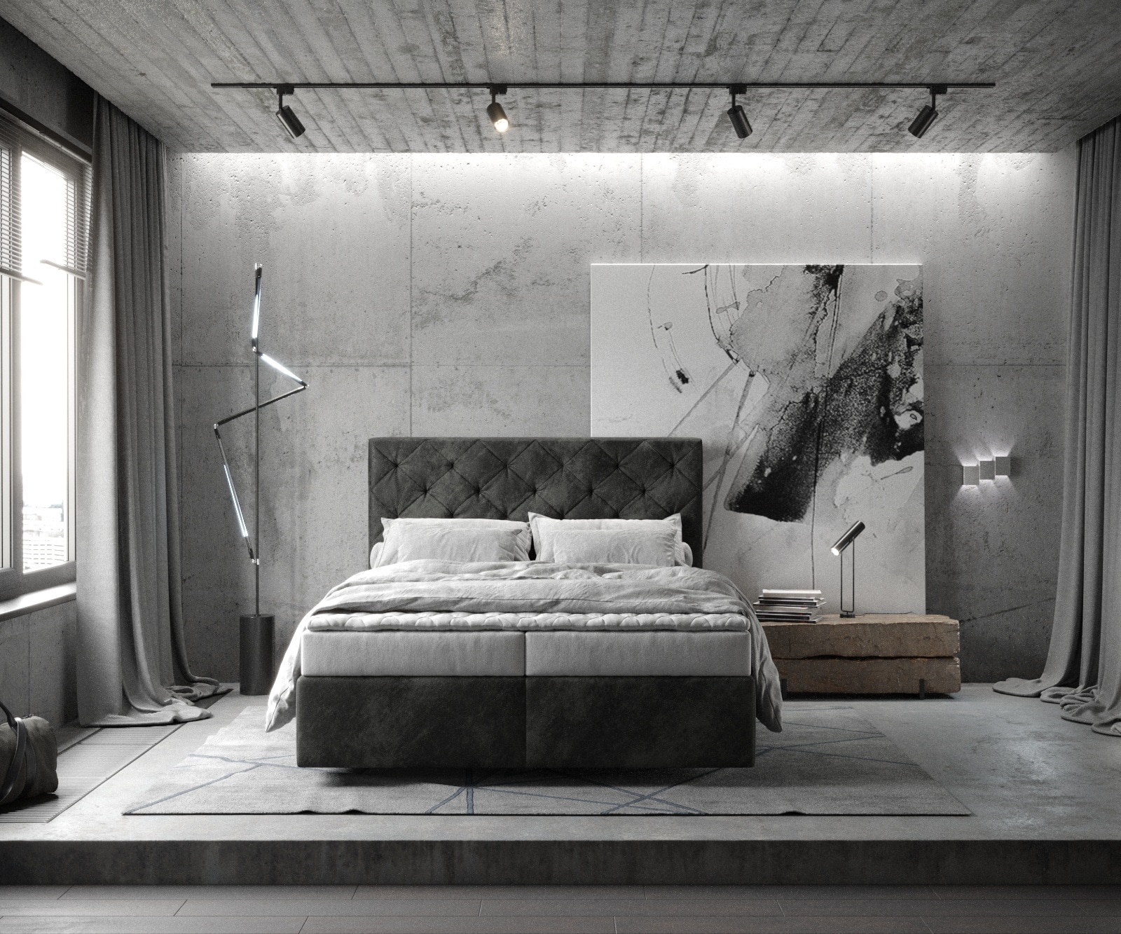 Lit à sommier tapissier Dream-Great 140x200 Microfibre Anthracite Vintage 1 Lit à sommier tapissier Dream-Great 140x200 Microfibre Anthracite Vintage 1