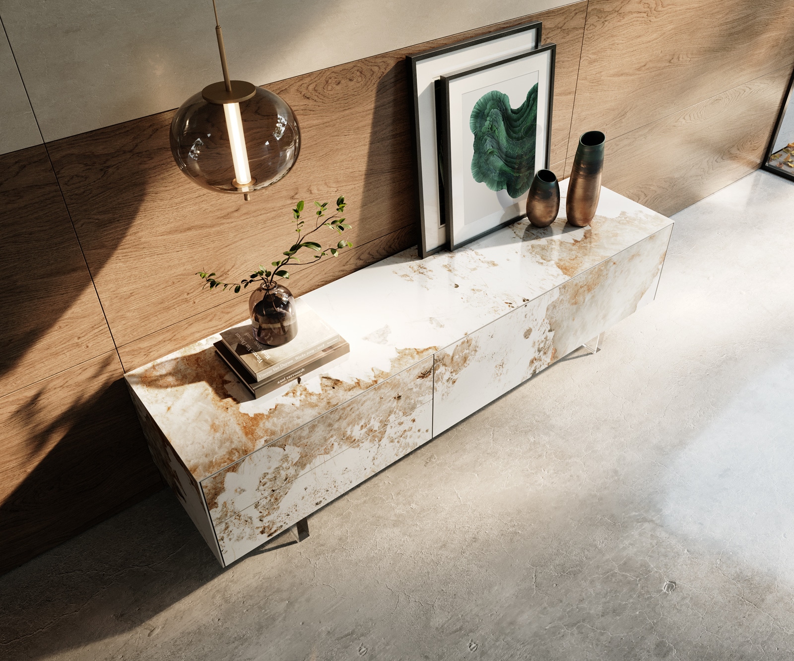 Meuble-TV Cuor 180 cm Céramique Minas Melange Blanc-beige 1 Clapet 2 Tiroirs Pied optique flottant Verre acrylique 3 Meuble-TV Cuor 180 cm Céramique Minas Melange Blanc-beige 1 Clapet 2 Tiroirs Pied optique flottant Verre acrylique 3