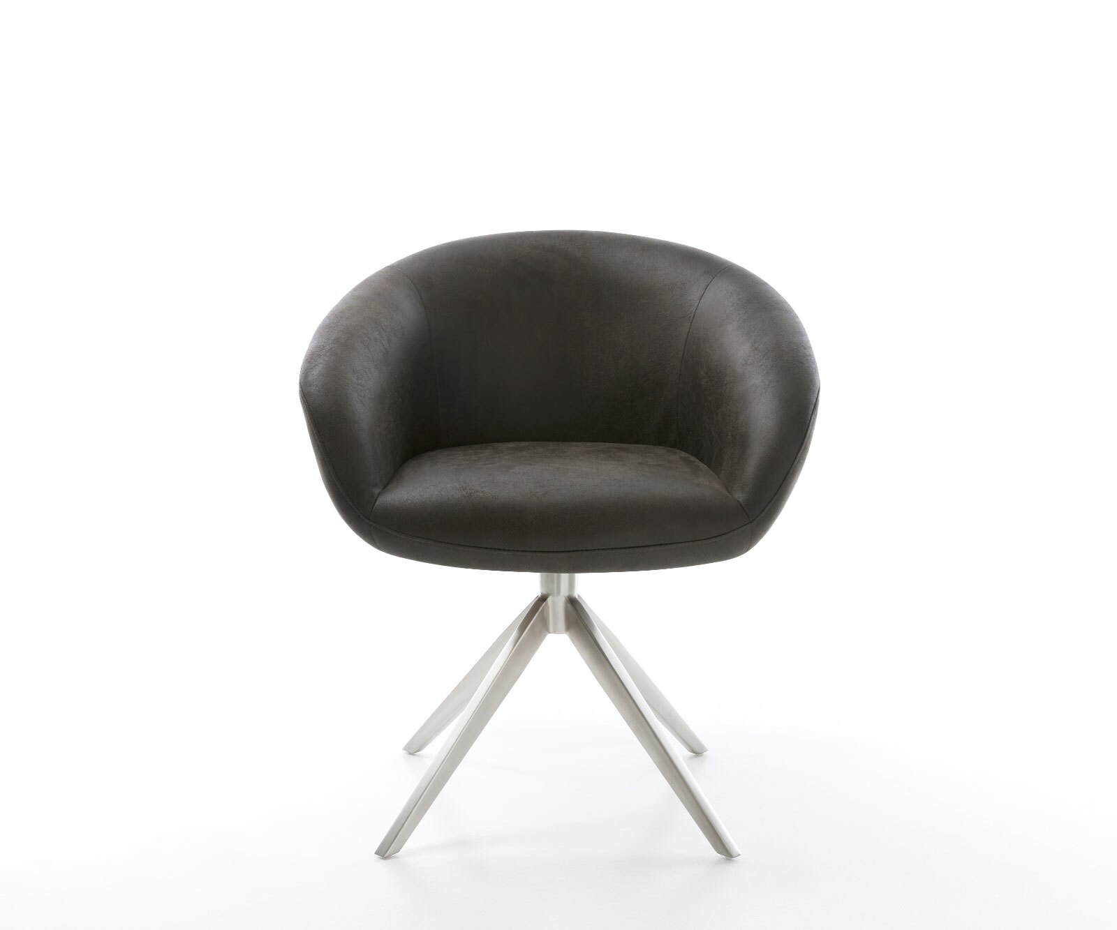 Chaise-pivotante Vinka-Flex microvelours anthracite vintage pied croisé large acier inoxydable brossé pivotement sur 360° fonction bascule ressorts ensachés 1