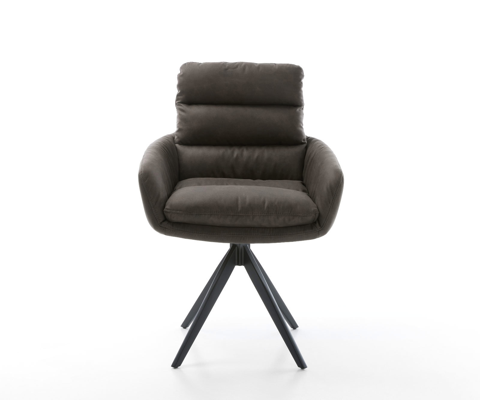 Chaise-de-salle-à-manger Abelia-Flex avec accoudoirs microvelours anthracite vintage pied croisé angulaire noir 2