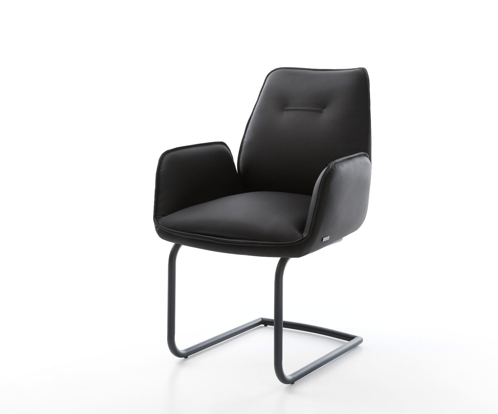 Cantilever Zoa-Flex cuir de vache noir pied cantilever rond noir ressorts ensachés Cantilever Zoa-Flex cuir de vache noir pied cantilever rond noir ressorts ensachés