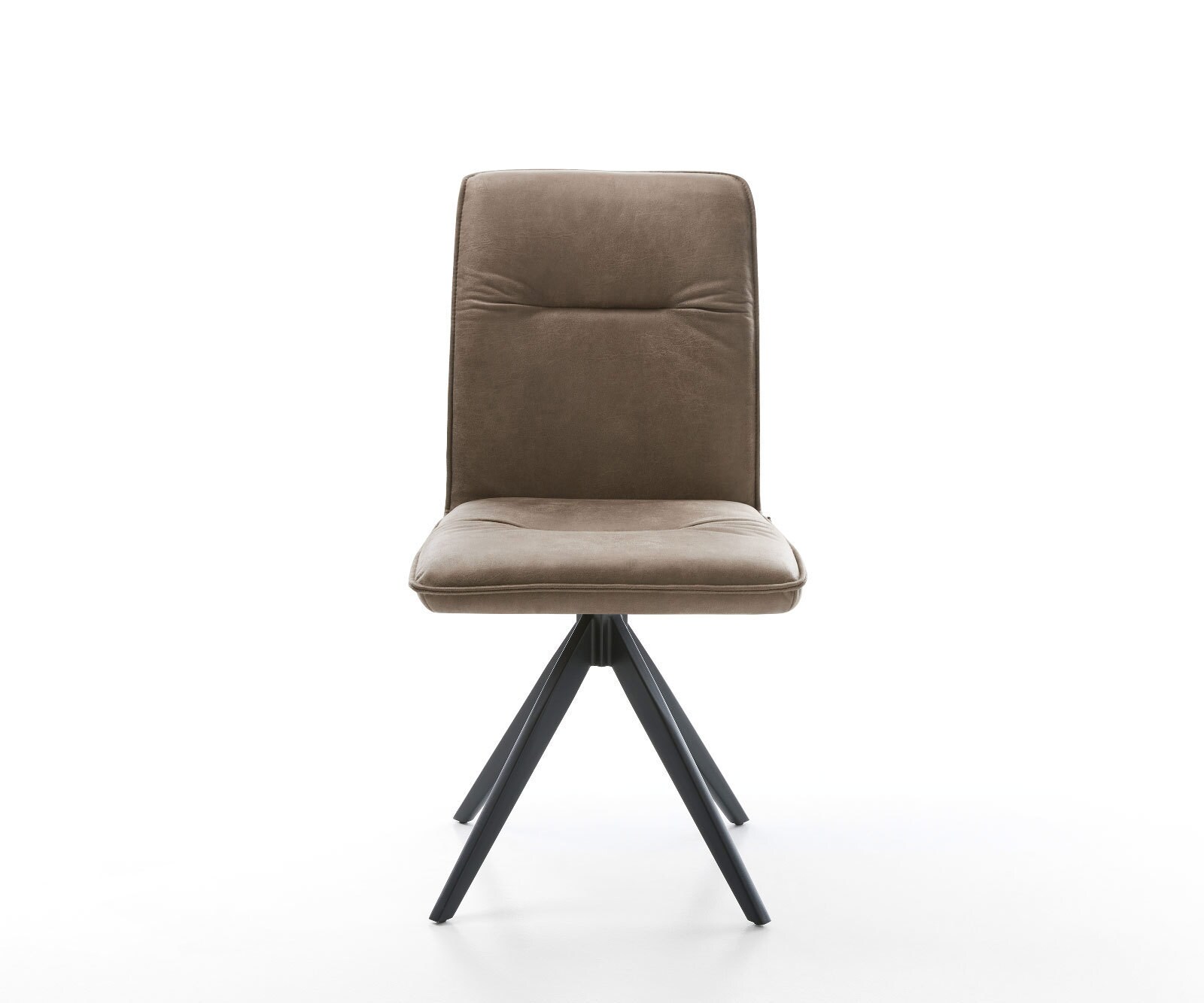 Chaise-de-salle-à-manger Vinjo-Flex microvelours taupe vintage pied croisé angulaire noir 1
