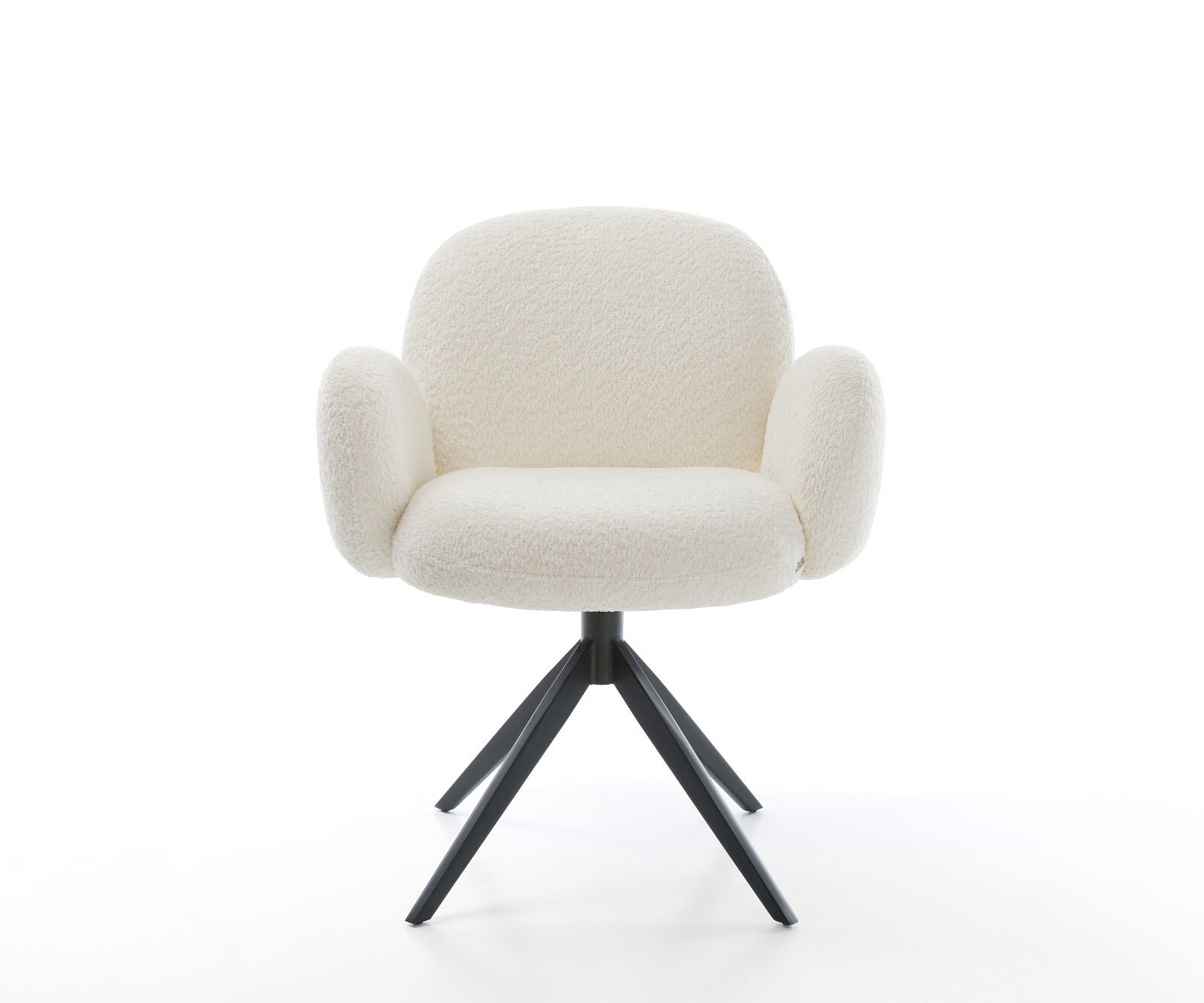 Chaise-pivotante Nube-Flex bouclé blanc pied croisé large noir pivotement sur 360° fonction bascule ressorts ensachés 1