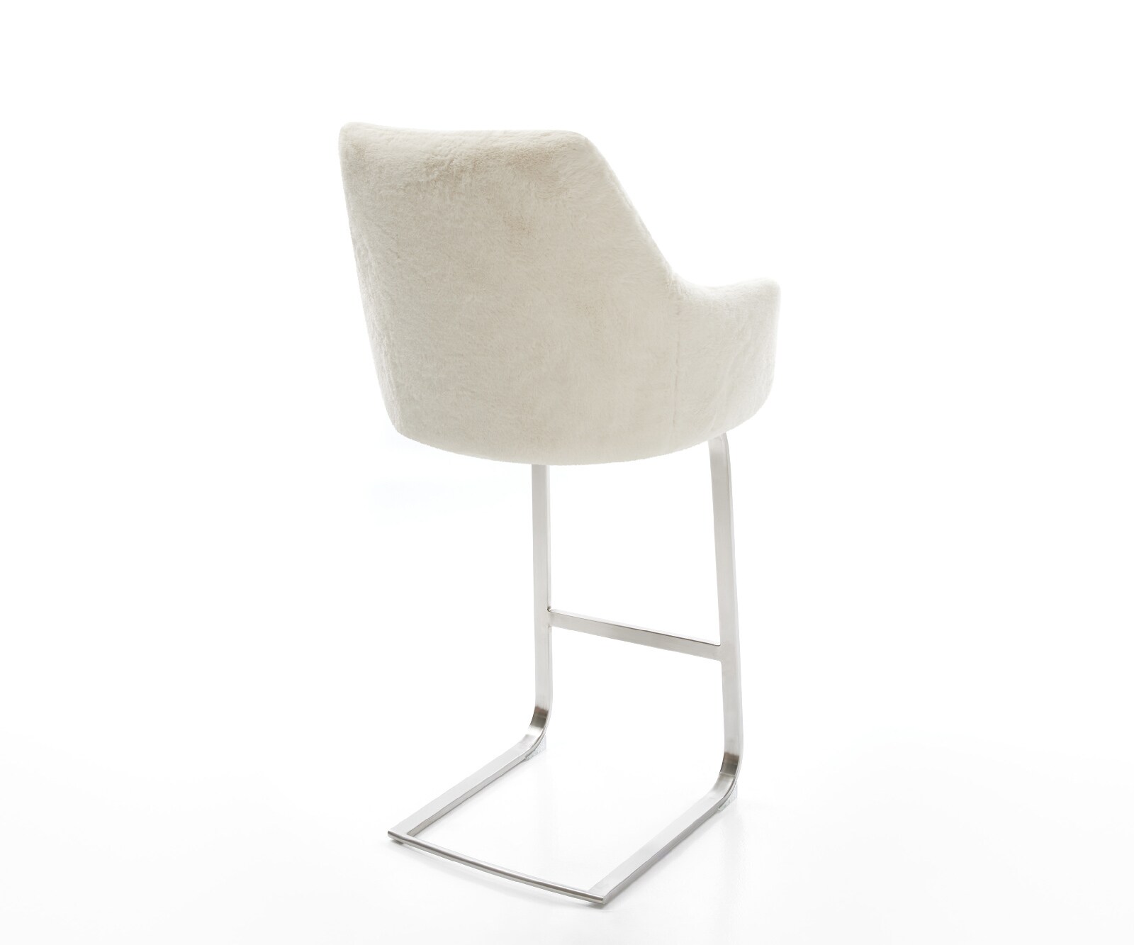 Chaise-de-bar Alja-Flex Peluche Crème-blanc Pied cantilever acier inoxydable Argent Ressort ensaché 4