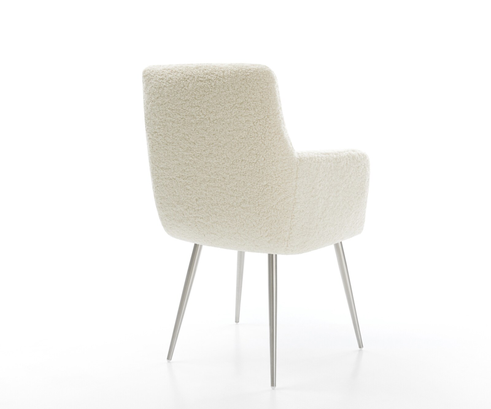 Chaise-de-salle-à-manger Heira-Flex avec accoudoirs tissu teddy beige 4 pieds coniques acier inoxydable resorts ensachés 5