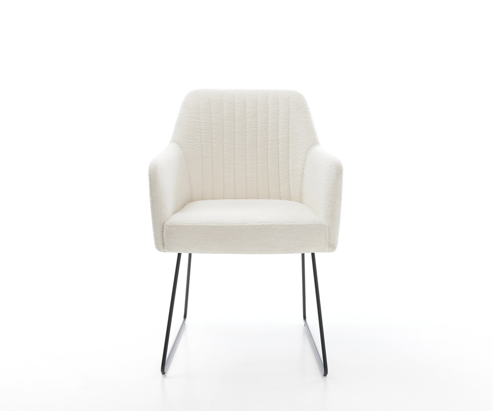 Chaise-de-salle-à-manger Greg-Flex bouclé doux beige pied trapèze noir resorts ensachés 1