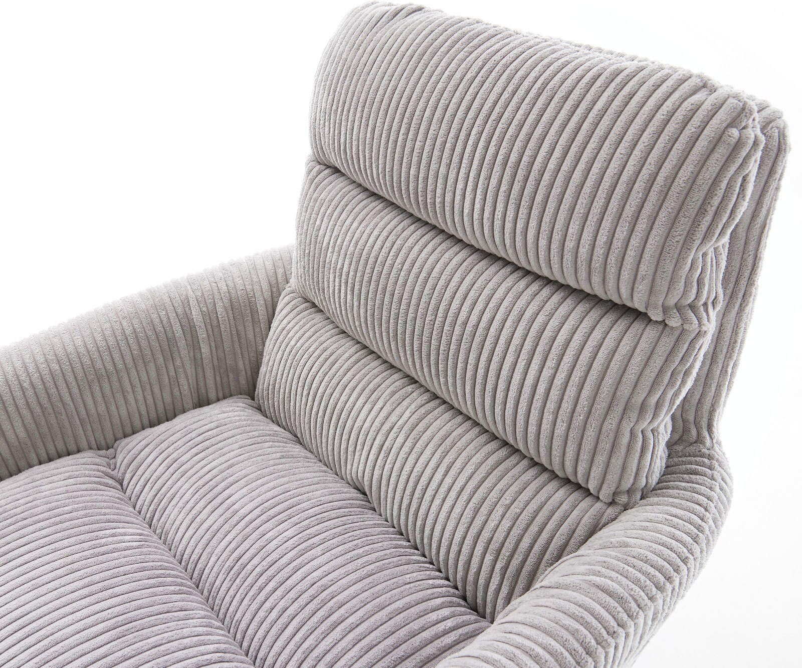 Chaise-pivotante Abelia-Flex côtelé gris argenté pied croisé large acier inoxydable brossé pivotement sur 360° fonction bascule 3