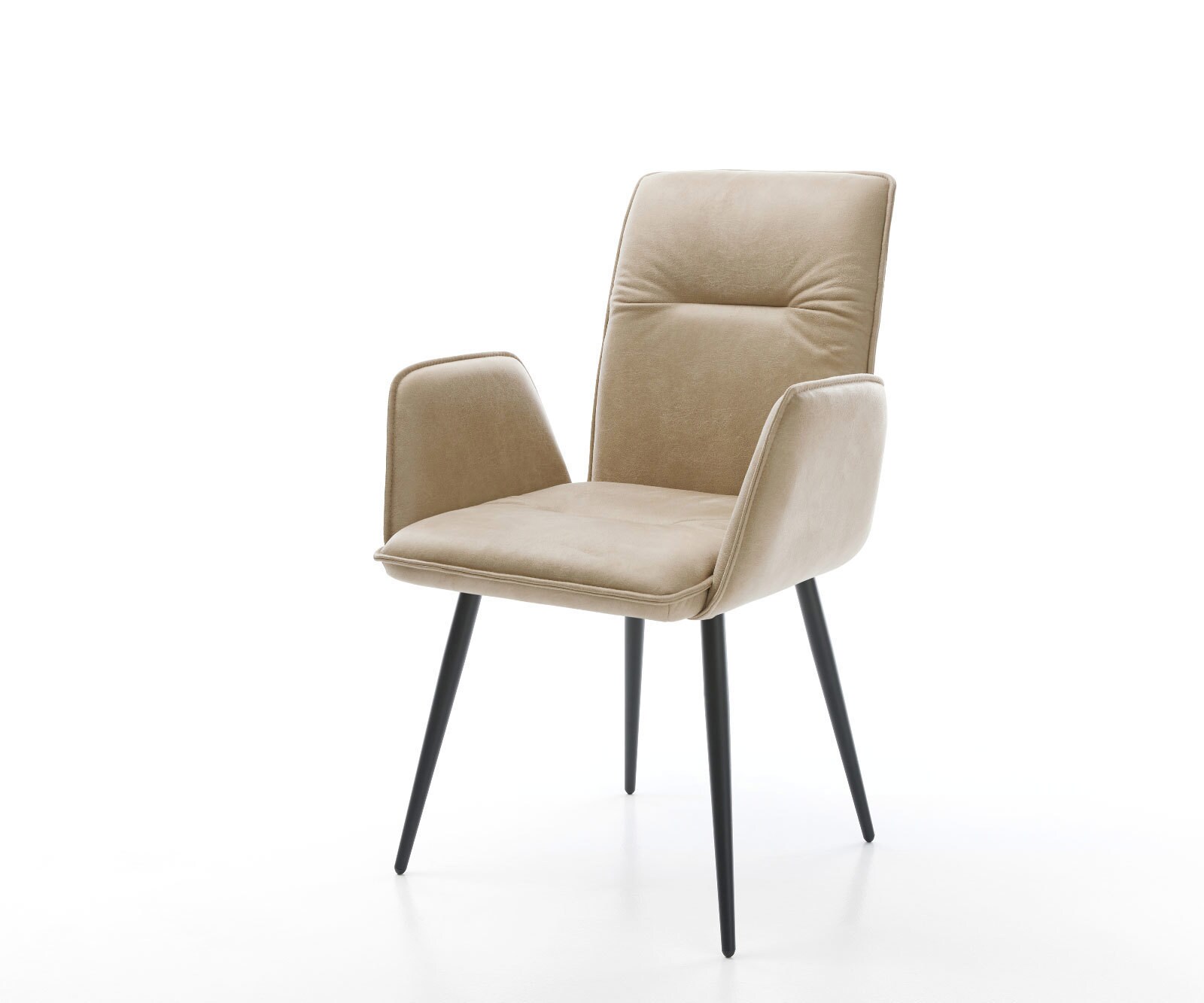 Chaise-de-salle-à-manger Vinja-Flex microvelours beige vintage 4 pieds coniques noir