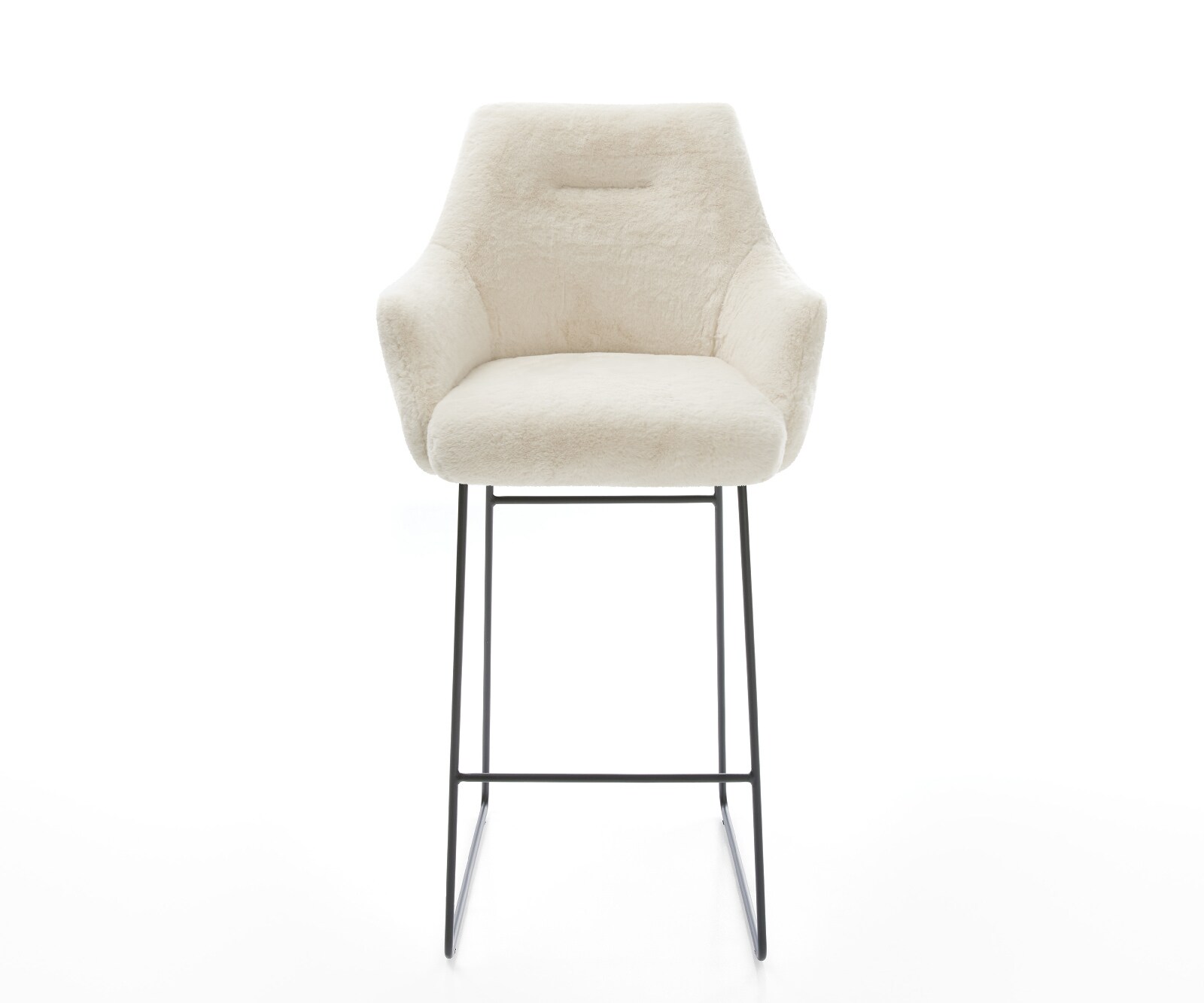 Chaise-de-bar Alja-Flex Peluche Crème-blanc Pied trapèze noir Noir Ressort ensaché 2