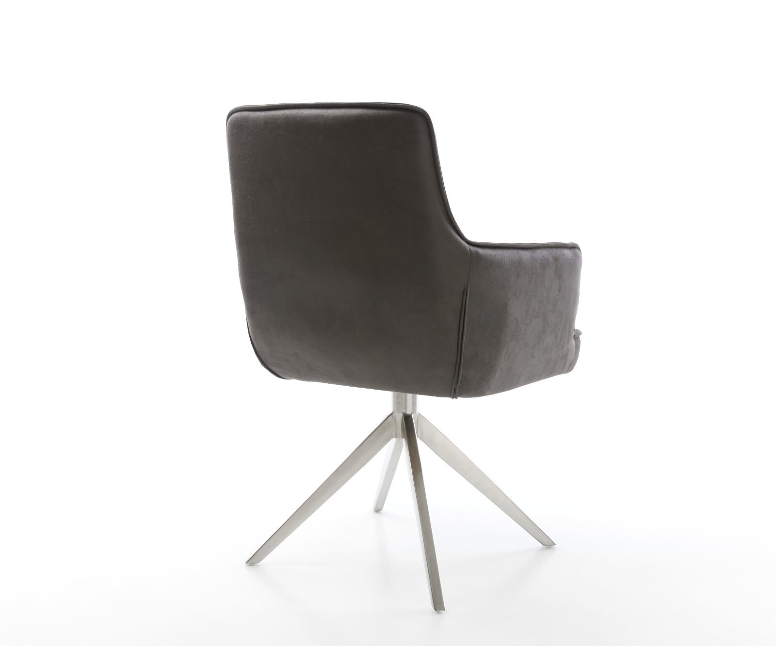 Chaise-pivotante Heira-Flex microvelours anthracite vintage pied croisé large acier inoxydable brossé pivotement sur 360° fonction bascule ressorts ensachés 4