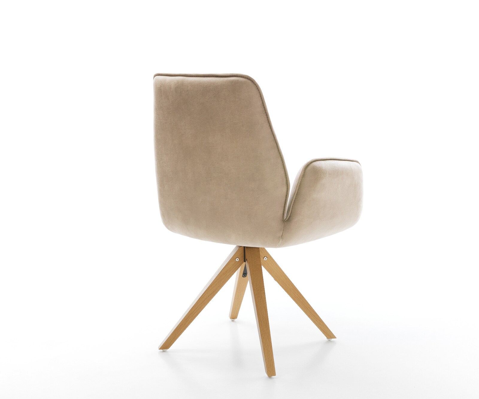 Chaise-de-salle-à-manger Zoa-Flex microvelours beige vintage pied en bois angulaire naturel ressorts ensachés 4