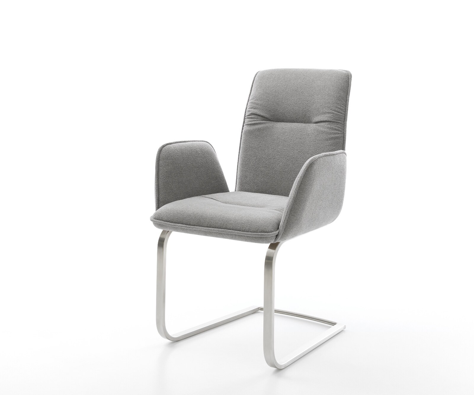 Cantilever Vinja-Flex tissu structuré doux gris pied cantilever plat acier inoxydable 1