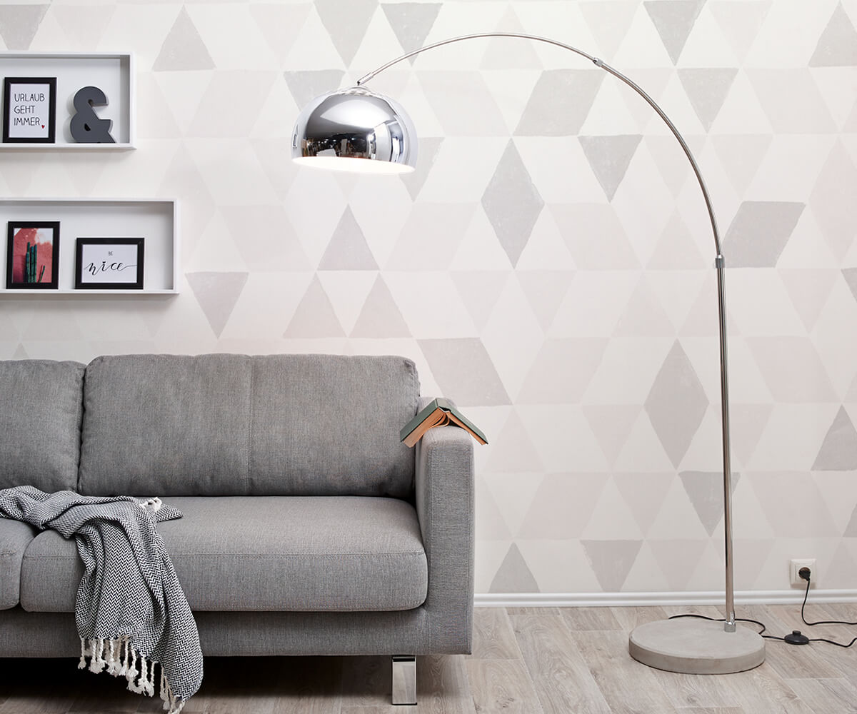Lampadaire Big-Deal éco socle en béton argenté réglable en hauteur lampe à arc