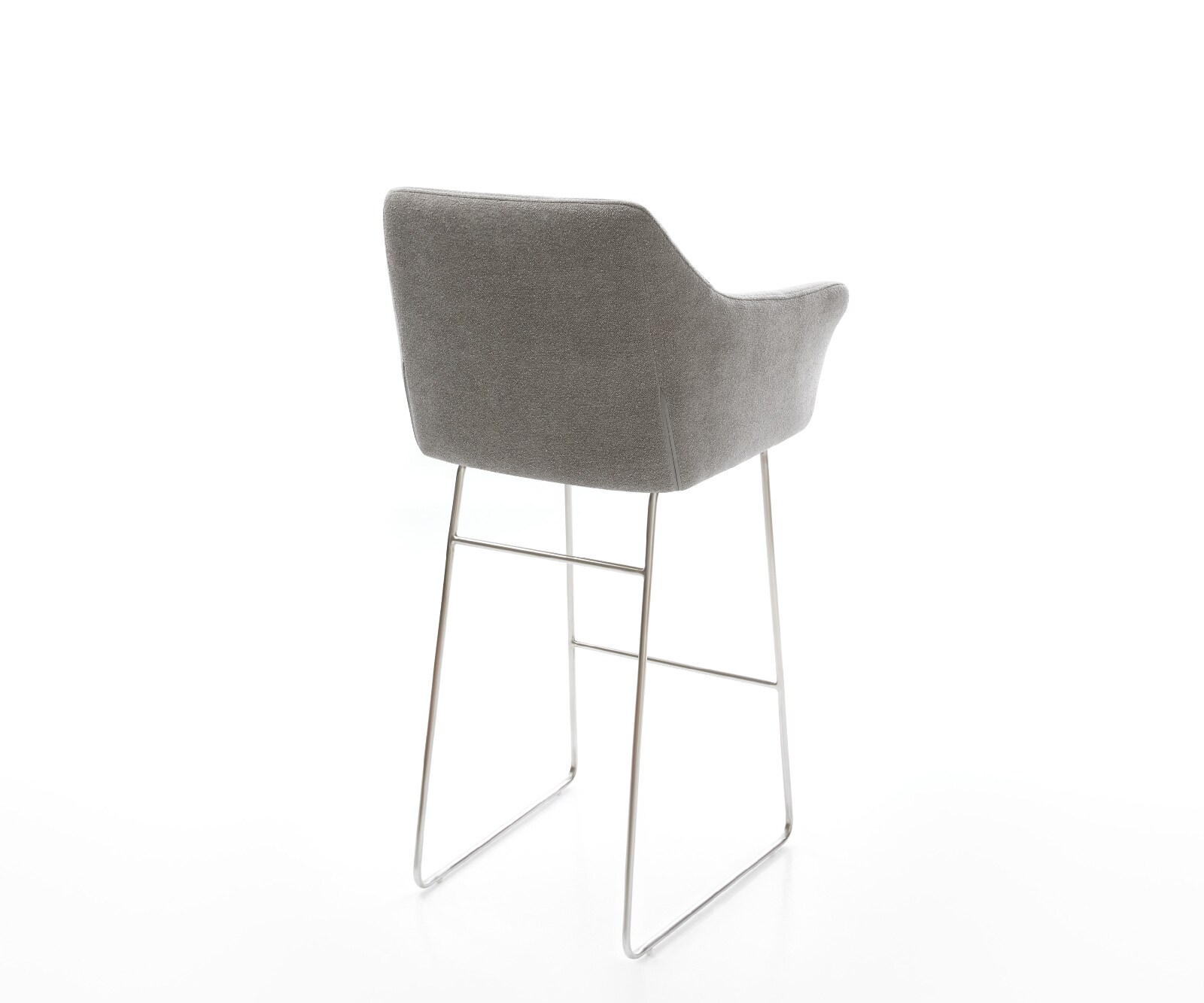 Chaise-de-bar Yulo-Flex Tissu structuré doux Gris Pied trapèze acier inoxydable Argent 4