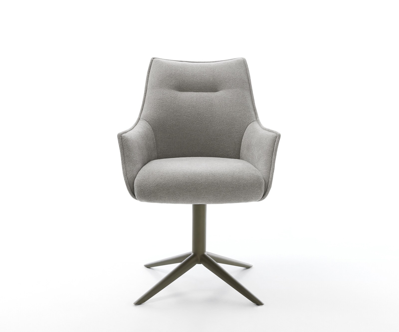 Chaise-pivotante Alja-Flex avec accoudoirs tissu structuré doux gris pied de chaise 4 branches aspect titane pivotement sur 360° fonction bascule resorts ensachés 2