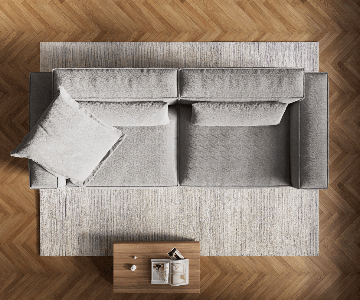 Bigsofa Freestyle 280x110 cm Tissu structuré doux Gris couture passepoilée 5