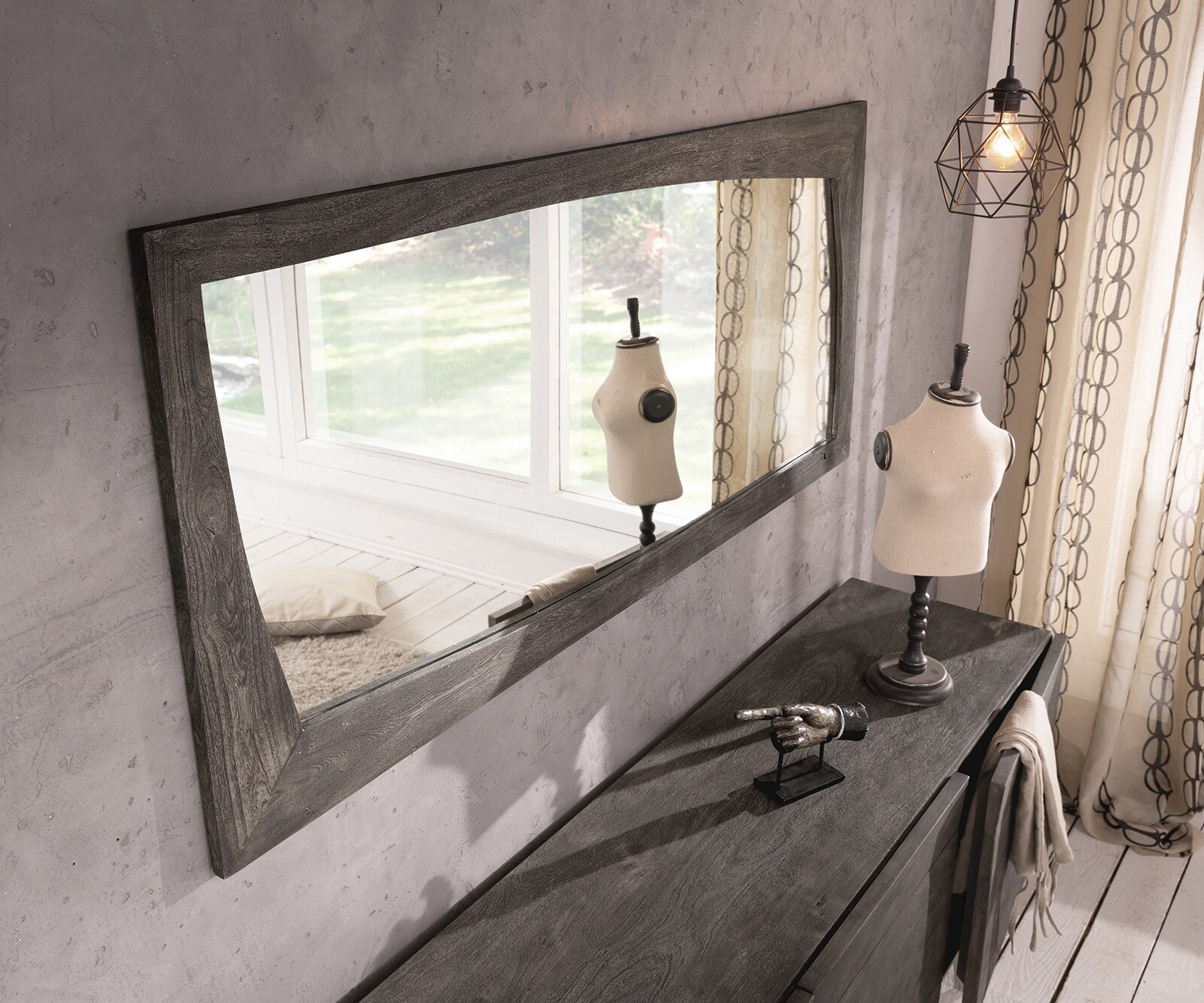 Design-miroir Wyatt 160x70 cm acacia platine 1