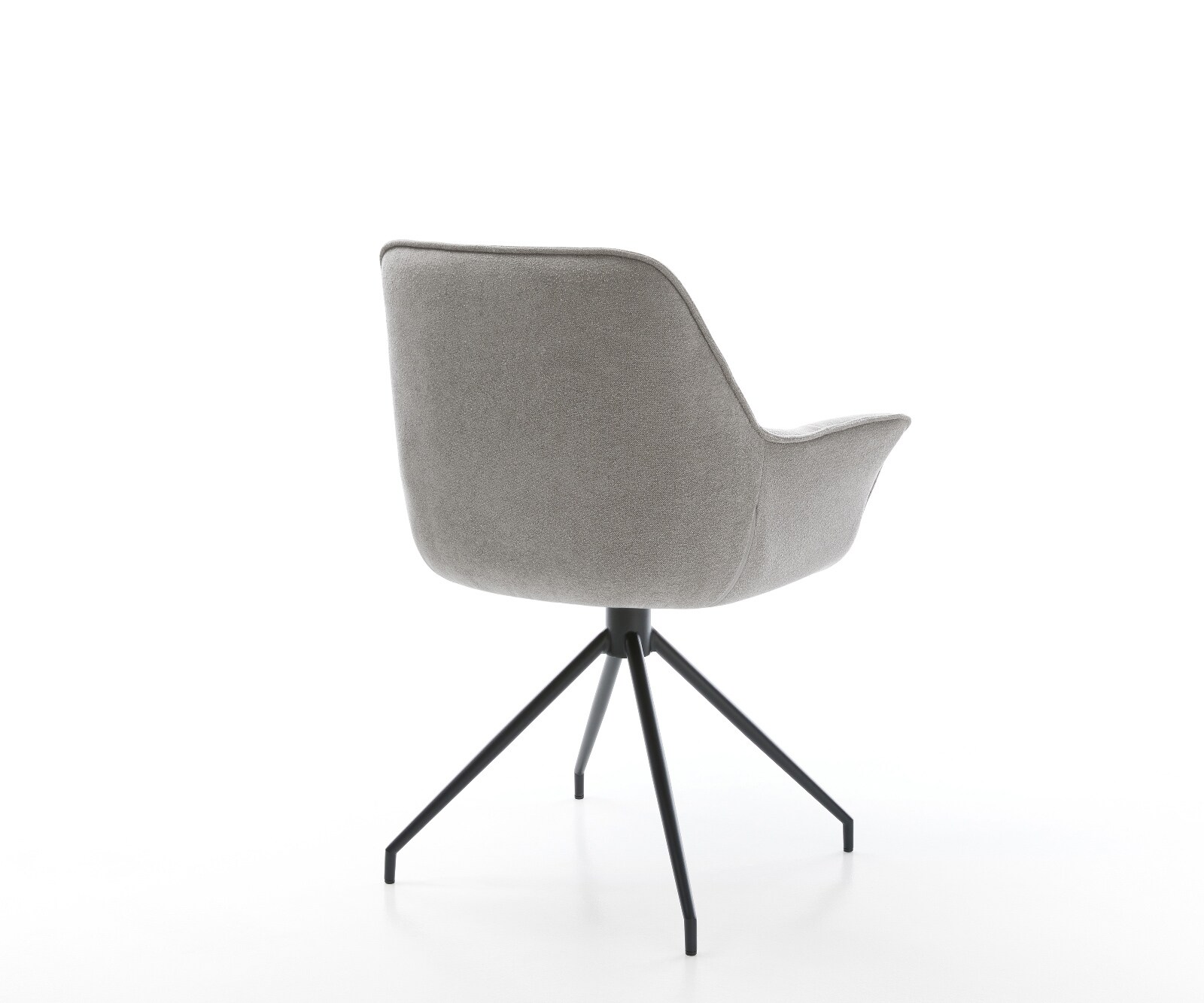 Chaise-de-salle-à-manger Kaira-Flex tissu structuré doux gris pied croisé conique noir 4