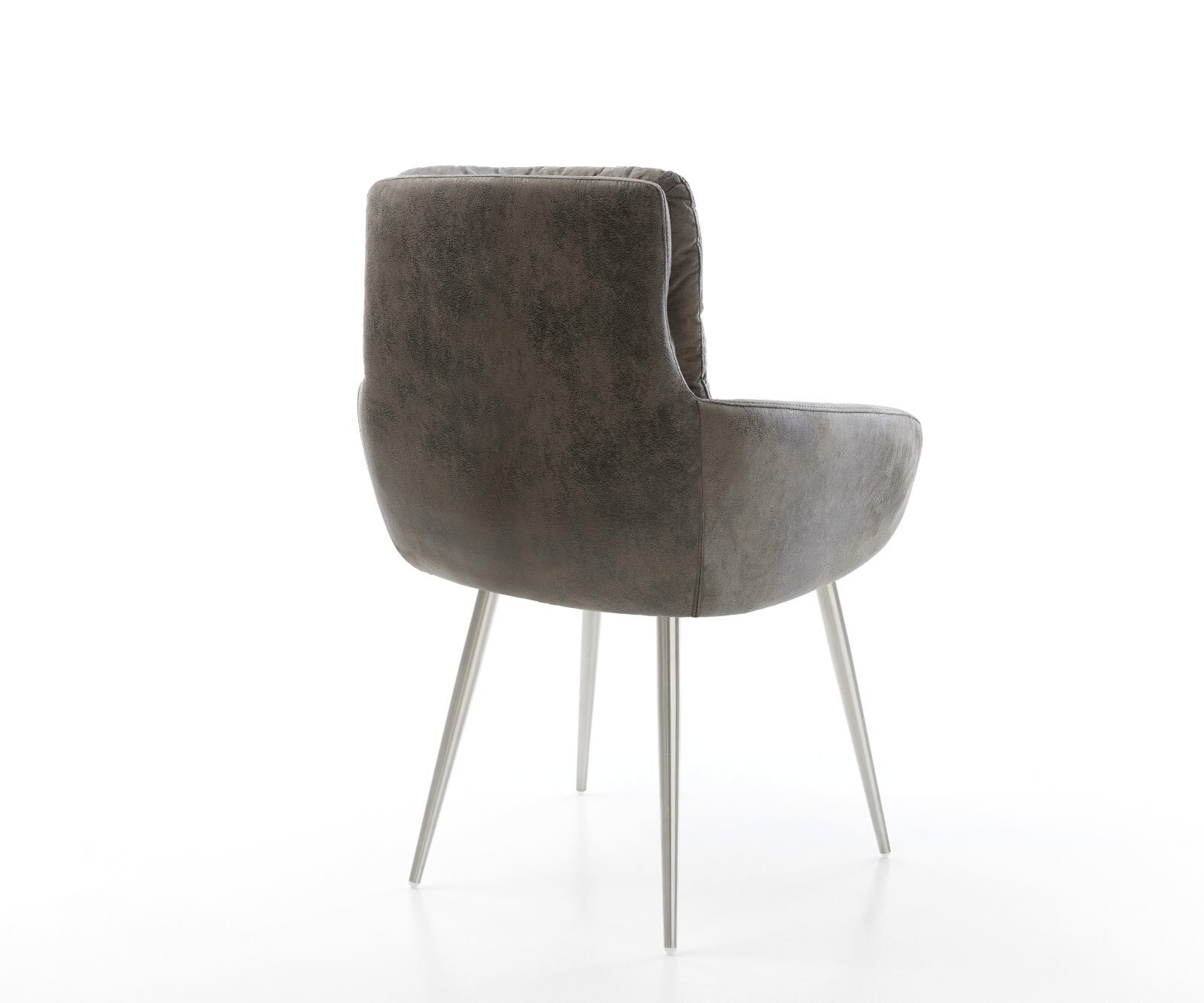 Chaise-de-salle-à-manger Abelia-Flex avec accoudoirs microvelours gris antique 4 pieds coniques acier inoxydable brossé 5