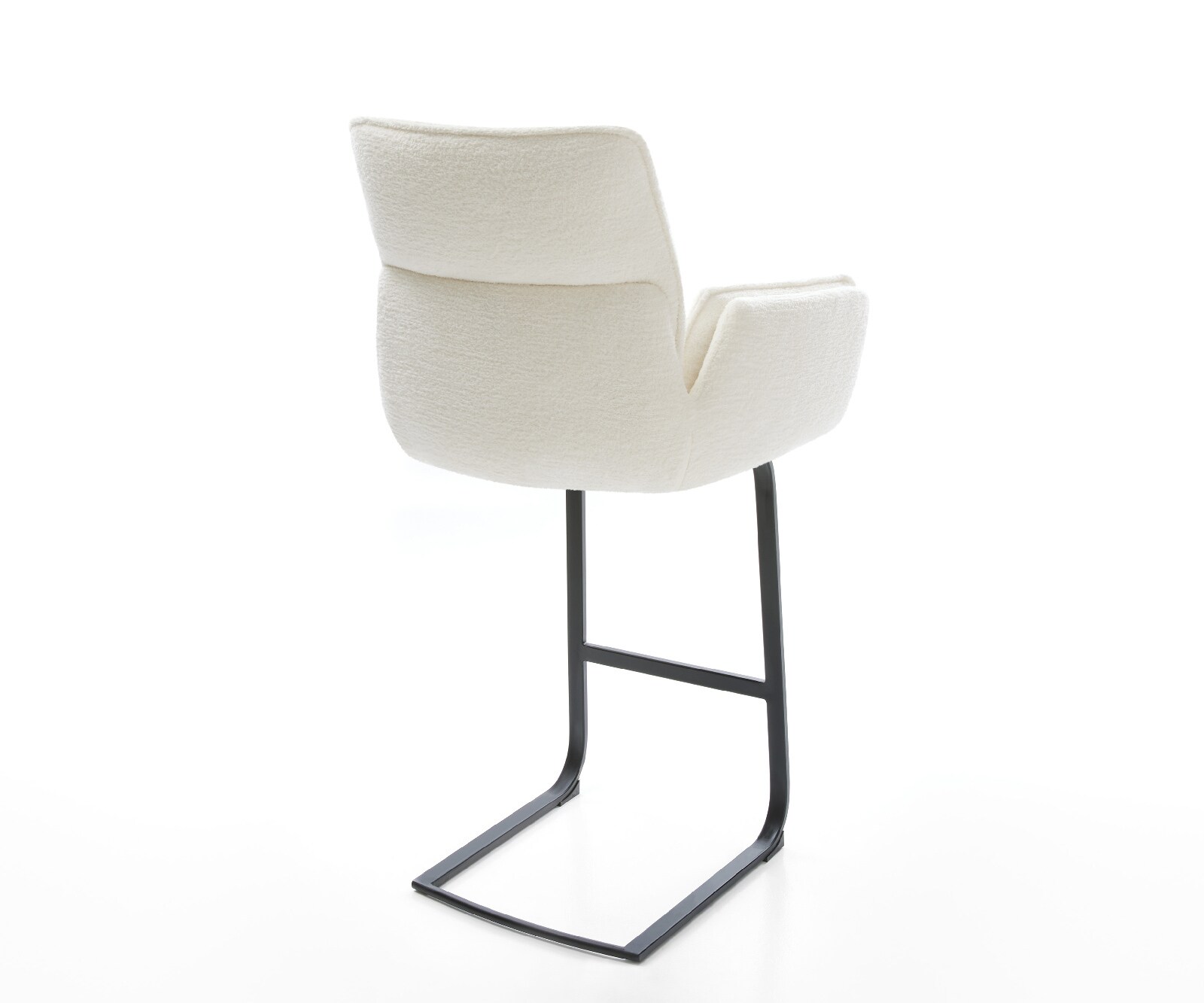 Chaise-de-bar Nela-Flex Bouclé doux Beige Pied cantilever plat noir Noir 4