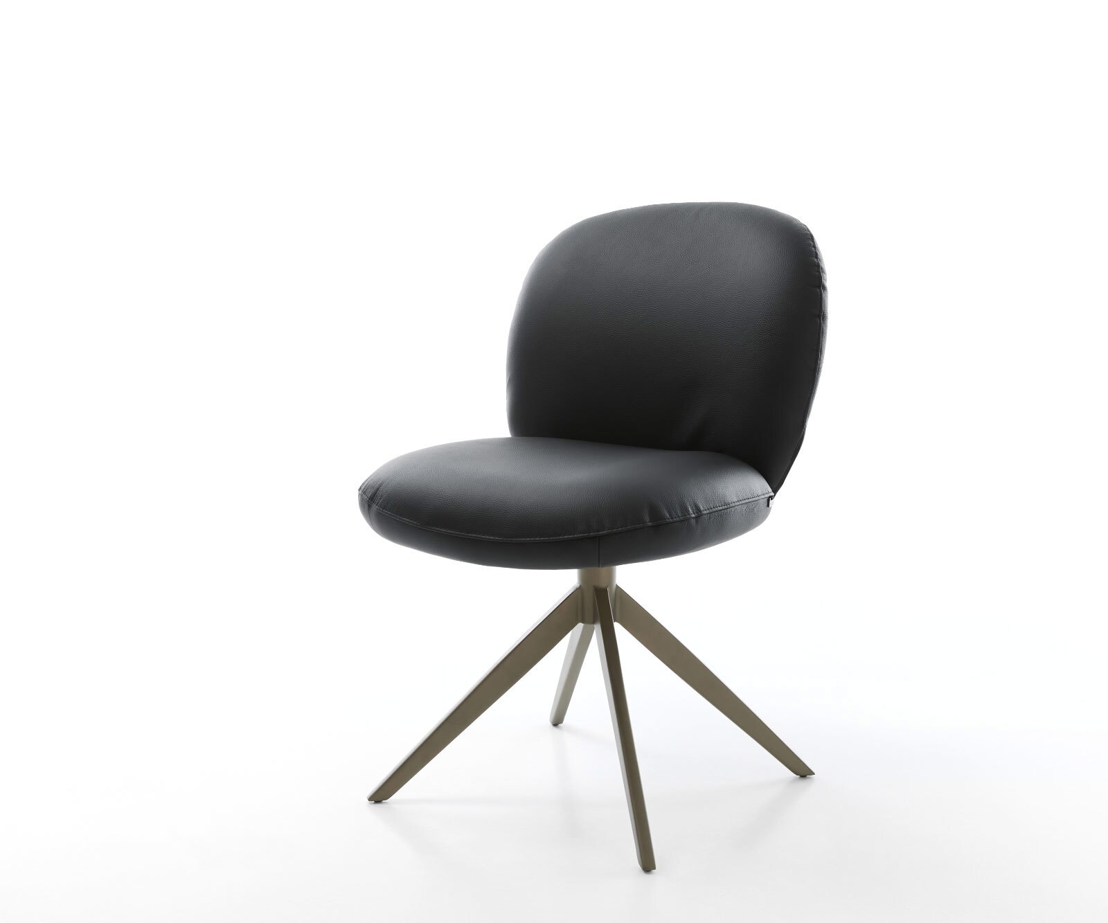 Chaise-pivotante Nube-Flex cuir de vache noir pied croisé large aspect titane pivotement sur 360° ressorts ensachés