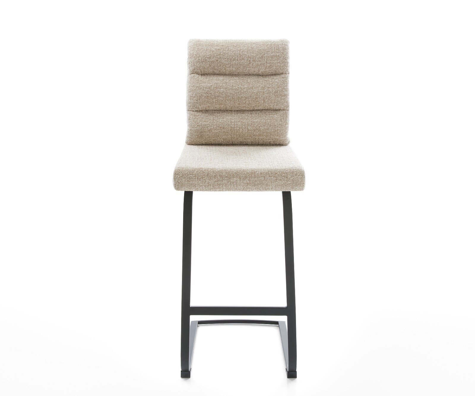 Chaise-de-bar Pela-Flex Tissu tissé doux Beige Pied cantilever plat noir Noir 1
