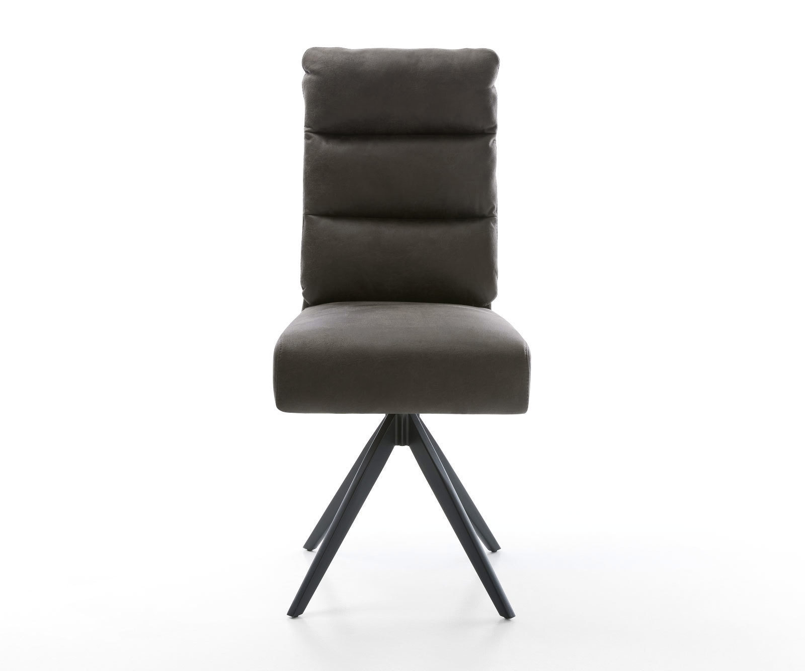 Chaise-de-salle-à-manger Pela-Flex microvelours anthracite vintage pied croisé angulaire noir ressorts ensachés 2